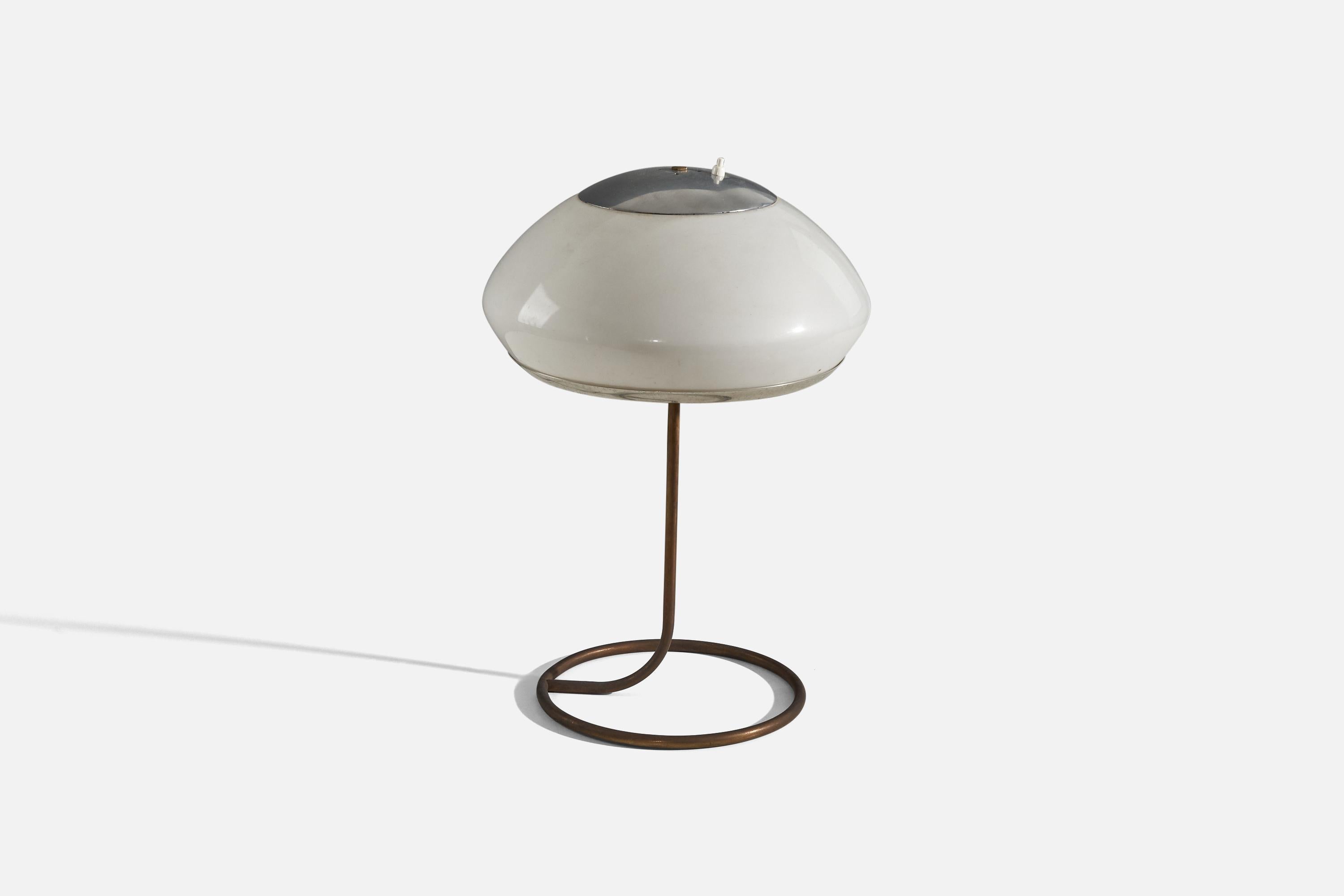 A metal and acrylic table lamp designed and produced in Italy, 1960s.

