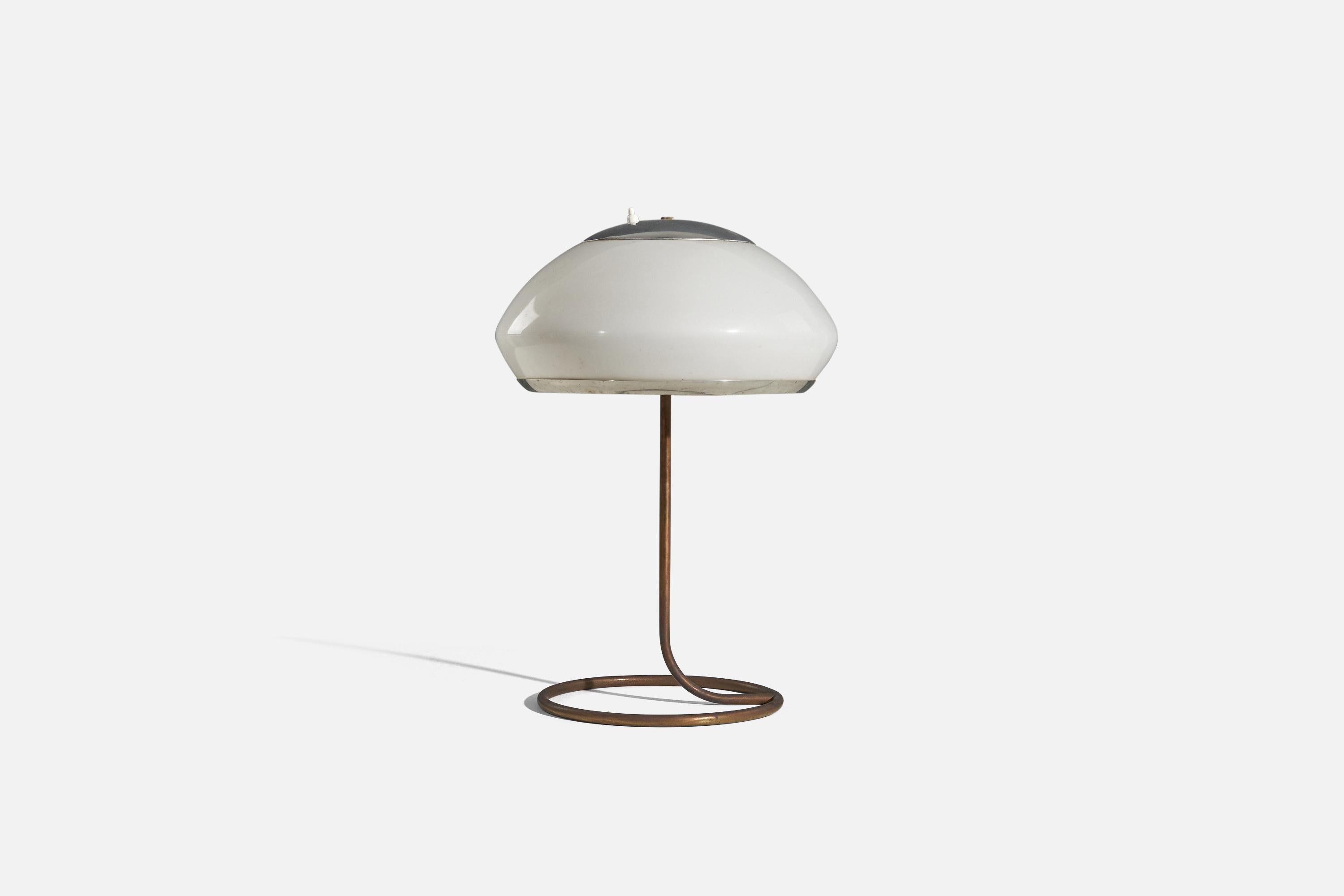 Mid-Century Modern Italian Designer, Table Lamp, Metal, Acrylic, Italy, 1960s For Sale