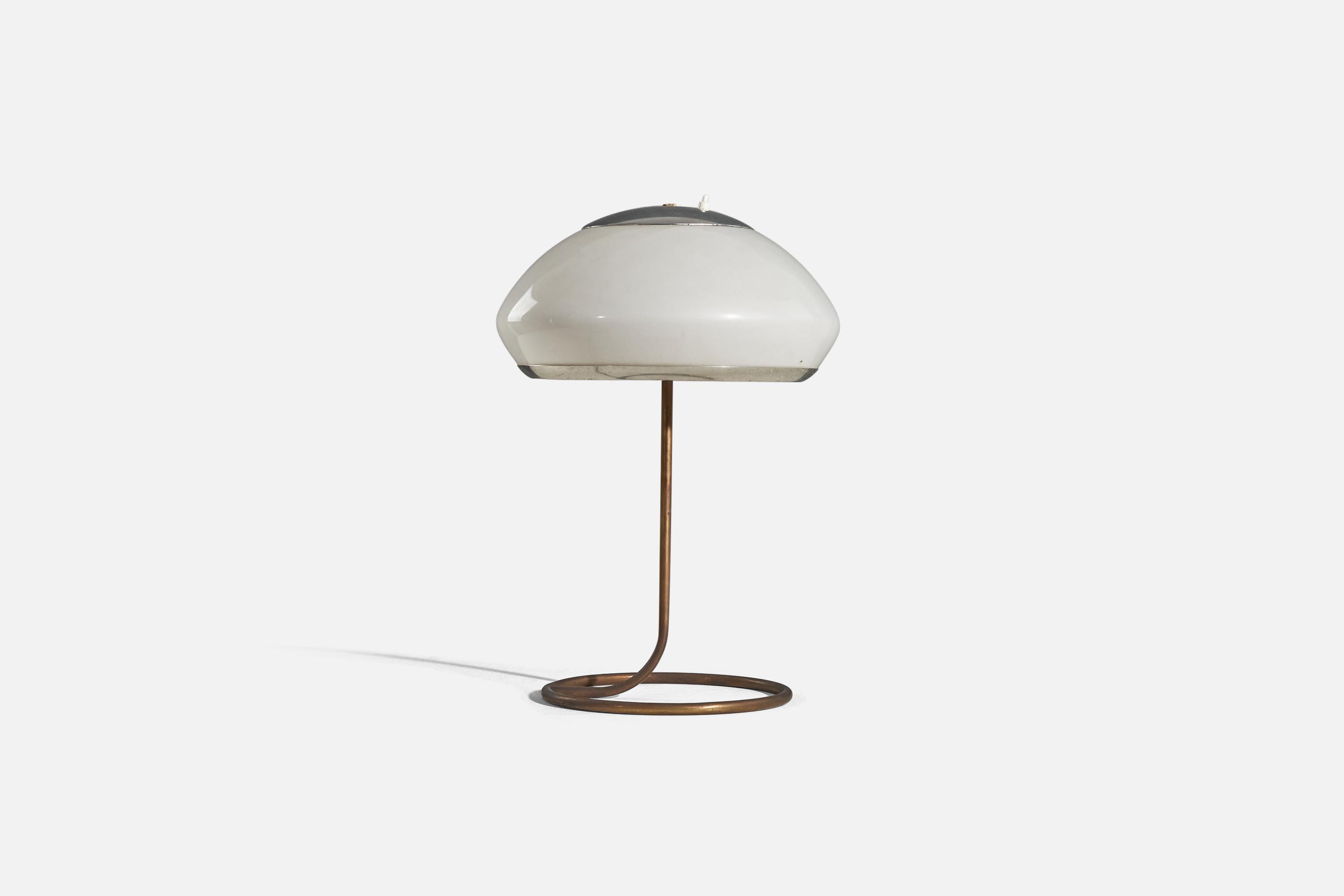 Mid-20th Century Italian Designer, Table Lamp, Metal, Acrylic, Italy, 1960s For Sale