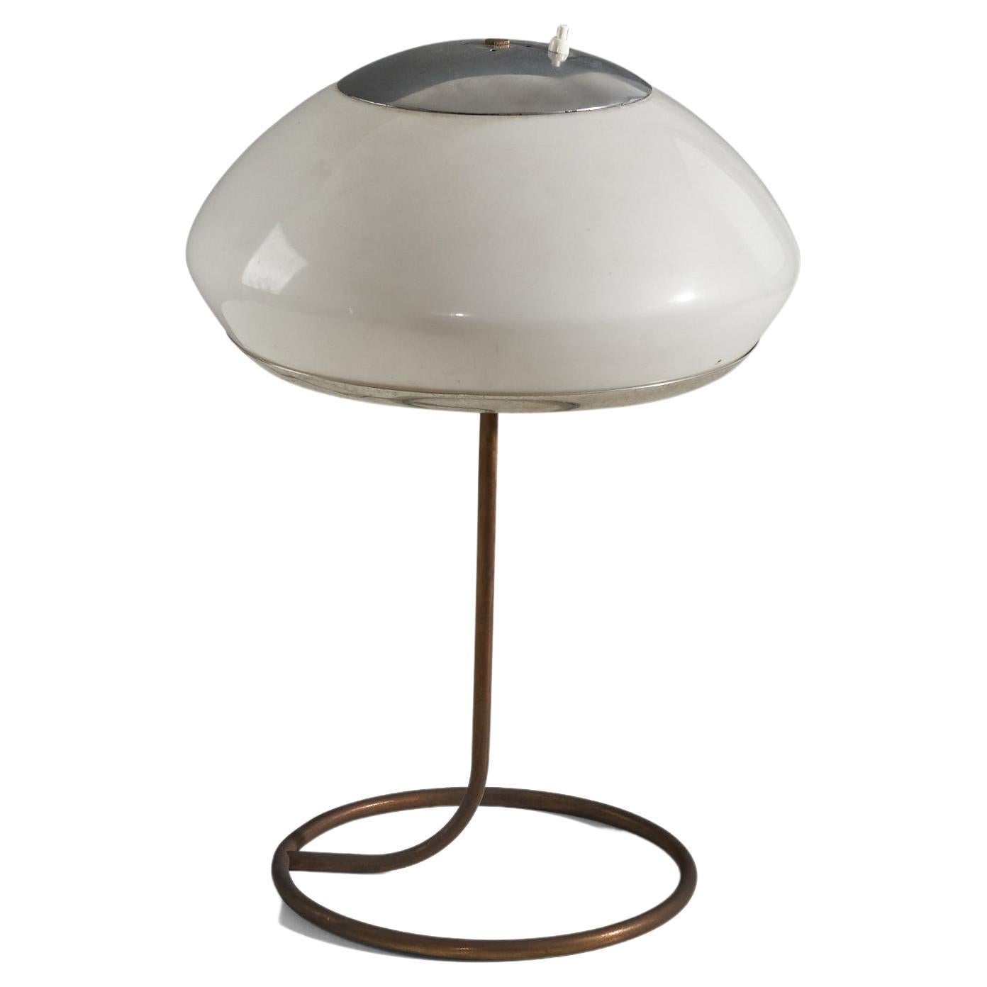 Italian Designer, Table Lamp, Metal, Acrylic, Italy, 1960s For Sale