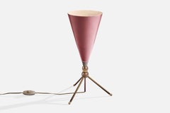 Designer italien, lampe de table, métal, laiton, Italie, années 1950