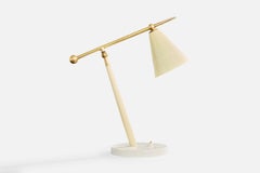 Italian Designer, Table Lamp, Metal, Brass, Marble, Italy, 1960s