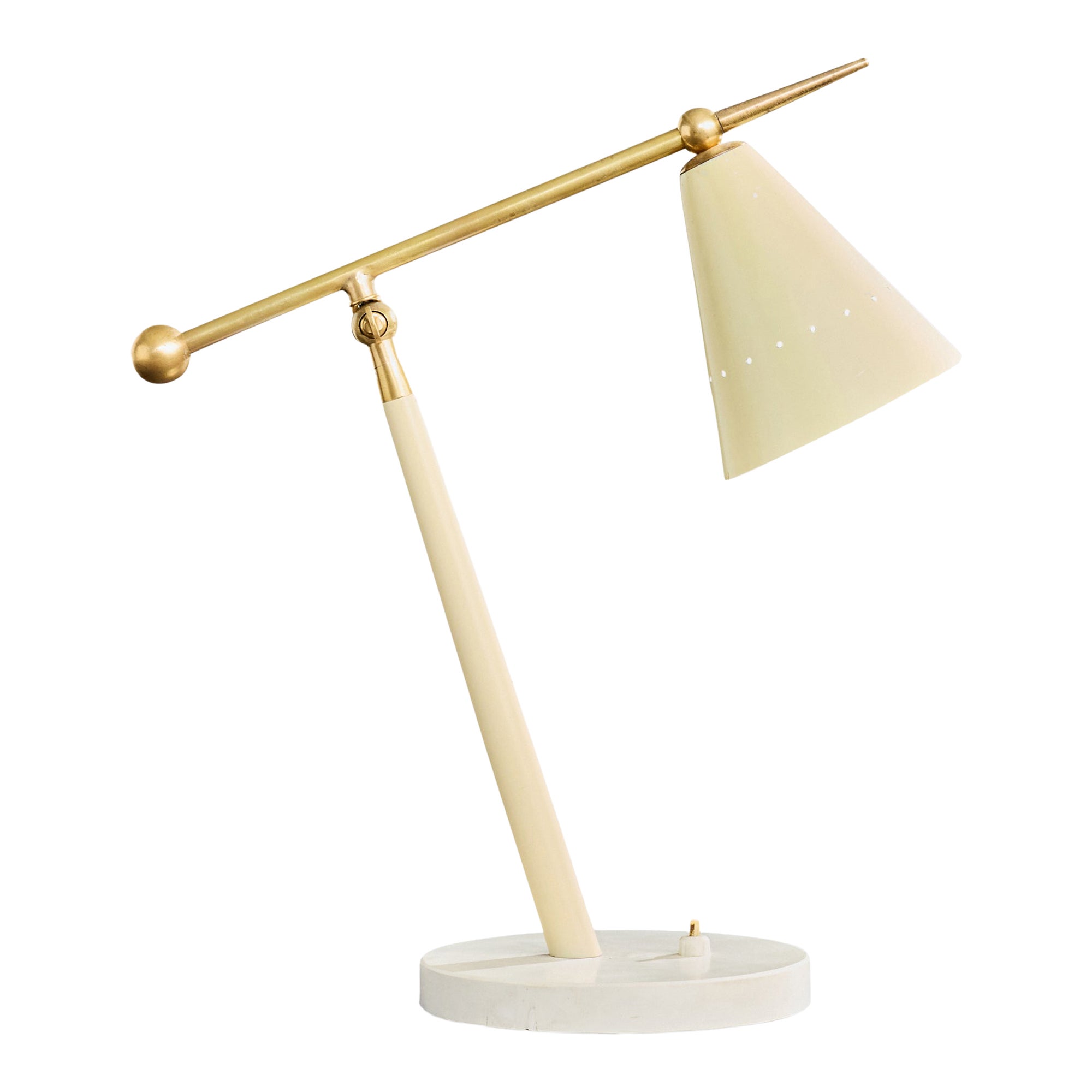 Italienischer Designer, Tischlampe, Metall, Messing, Marmor, Italien, 1960er