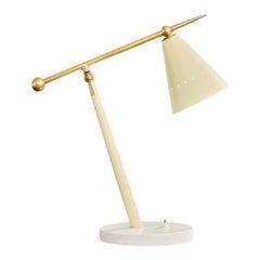 Italian Designer, Table Lamp, Metal, Brass, Marble, Italy, 1960s