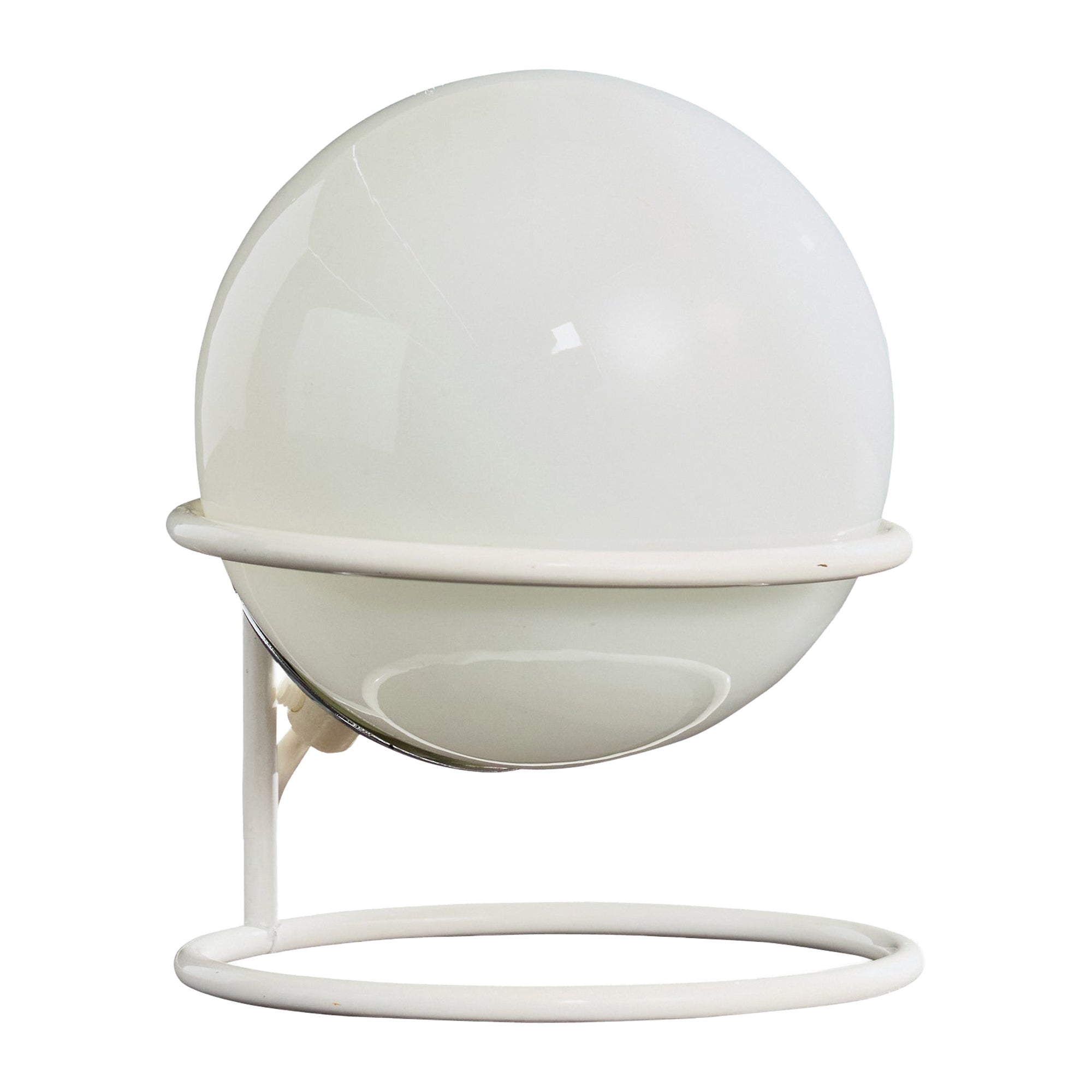 Lampada da tavolo di design italiano, metallo, cromo, vetro, Italia, anni 
70 in vendita