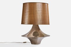 Italienischer Designer, Tischlampe, Metall, Stoff, Papier, Italien, 1970er Jahre