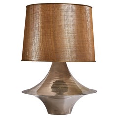 Italian Designer, Table Lamp, Metal, Fabric, Paper, Italy, 1970s