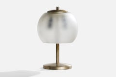 Italian Designer, Table Lamp, Metal, Glass, Italy, 1960s