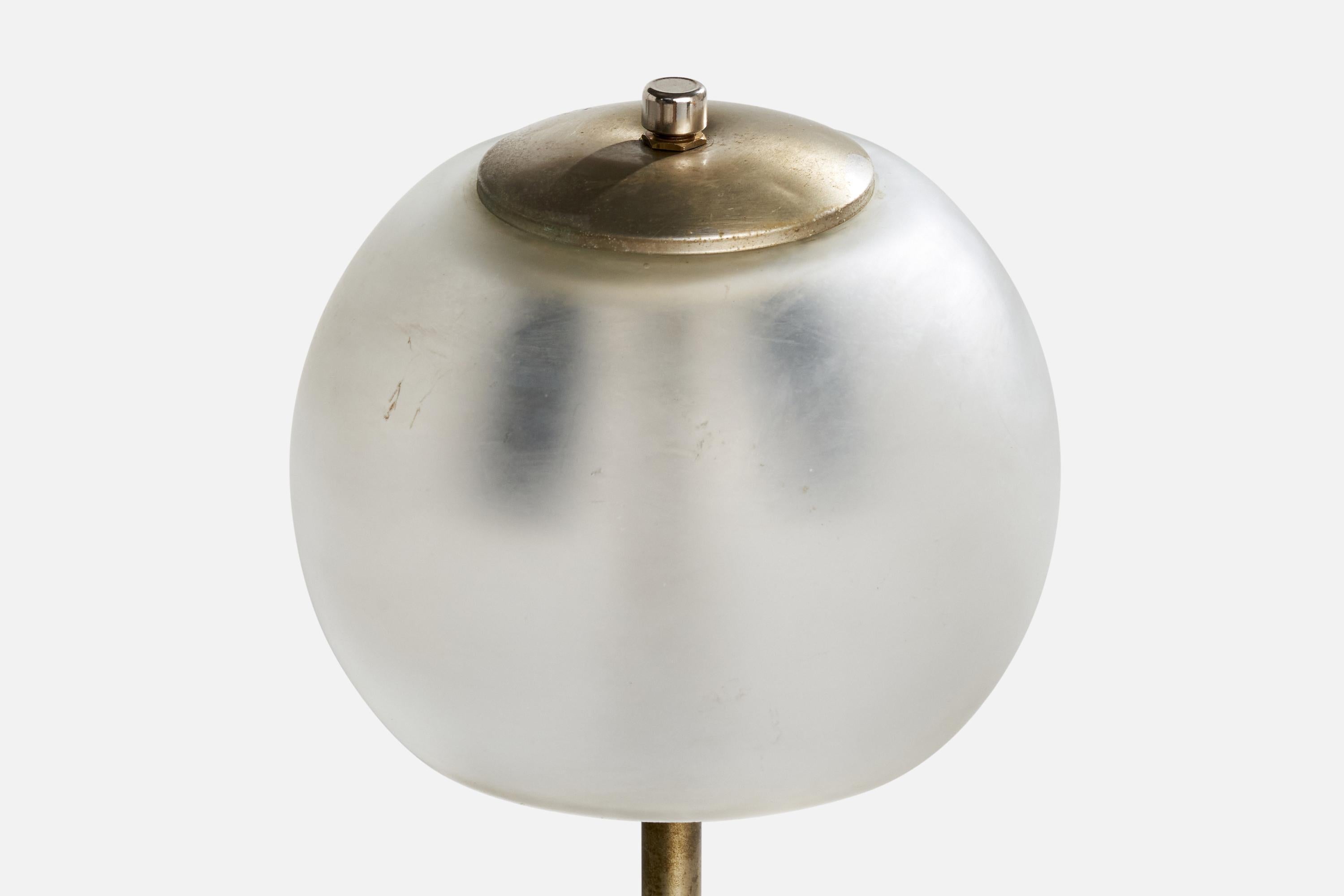 Italienische Designerin, Tischlampe, Metall, Glas, Italien, 1960er Jahre (Mitte des 20. Jahrhunderts) im Angebot