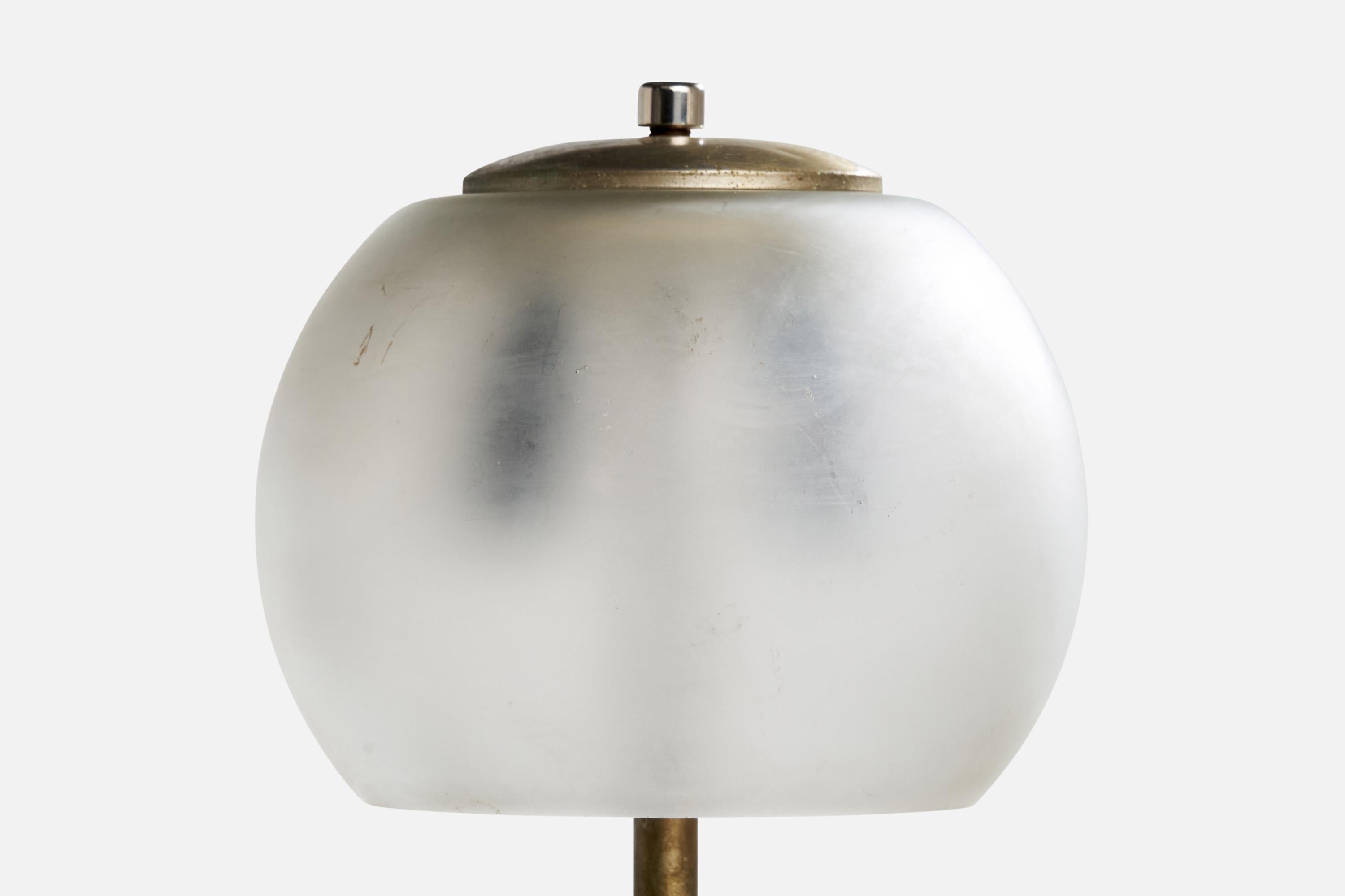 Italienische Designerin, Tischlampe, Metall, Glas, Italien, 1960er Jahre im Angebot 1