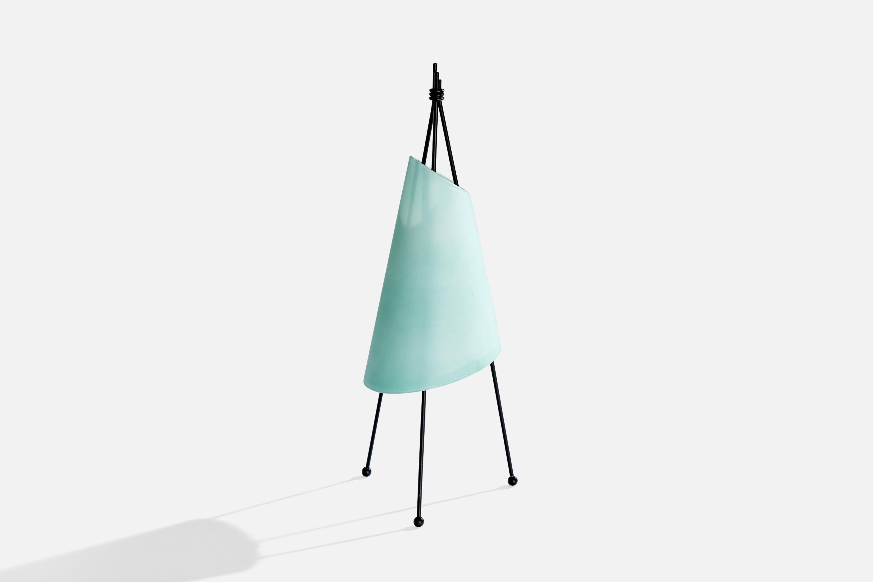 Italian Designer, Table Lamp, Metal, Glass, Italy, 1970s In Good Condition For Sale In High Point, NC