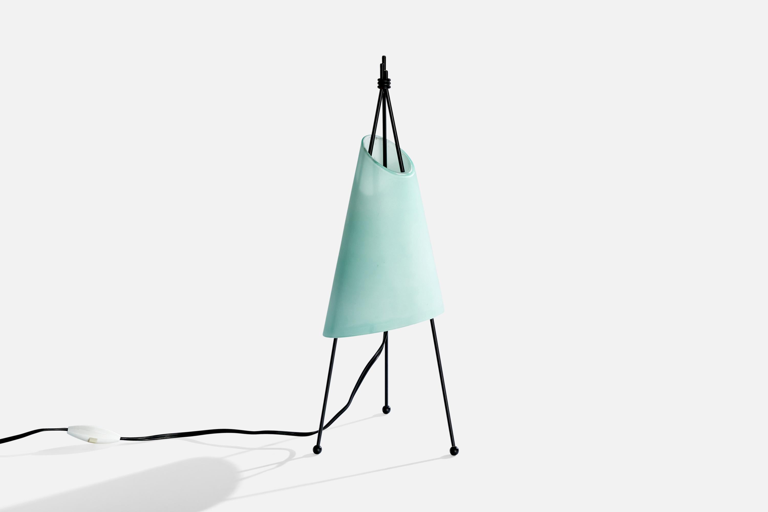 Late 20th Century Italian Designer, Table Lamp, Metal, Glass, Italy, 1970s For Sale