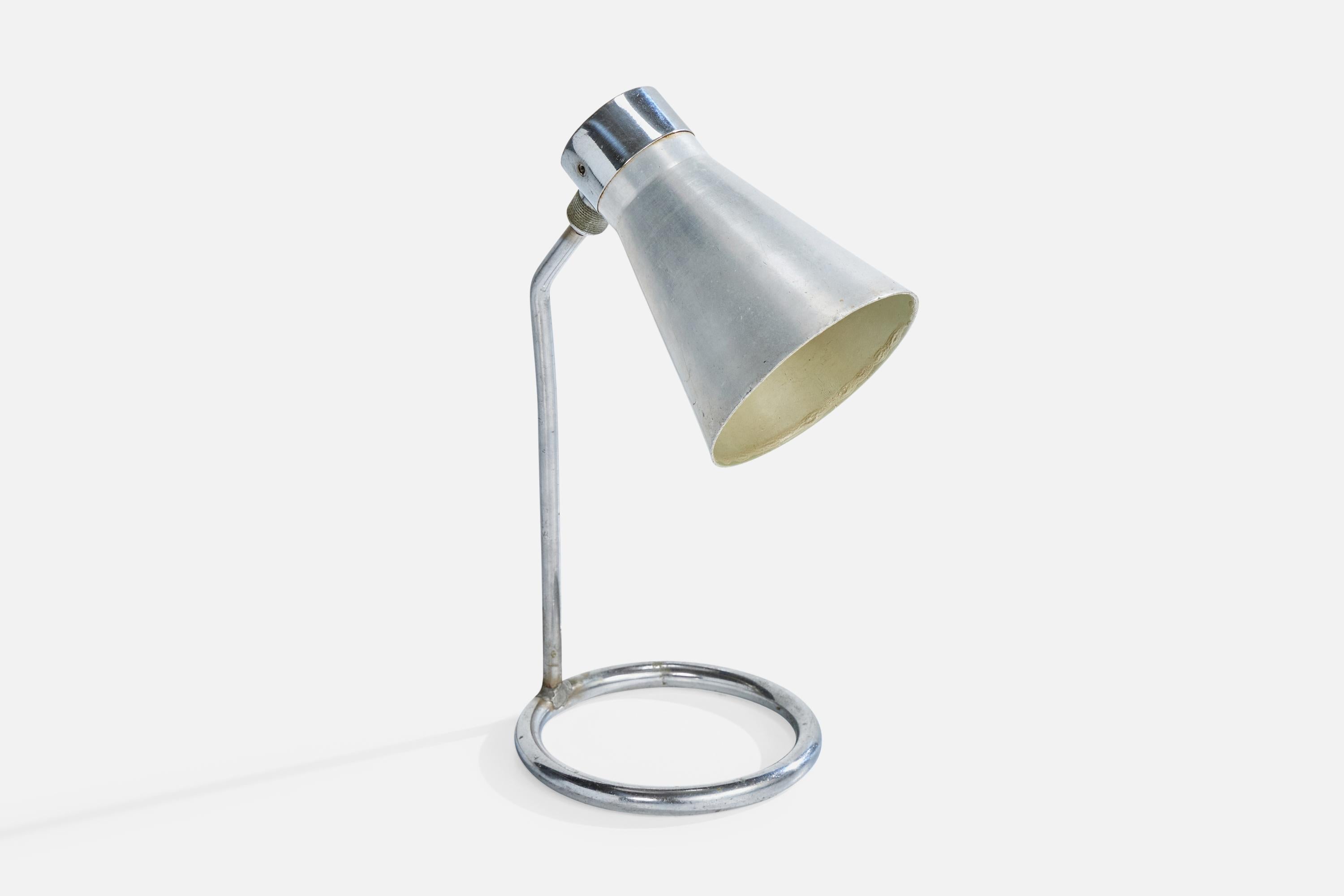 American Italian Designer, Table Lamp, Metal, Italy, 1950s For Sale