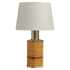 Italian Designer, Table Lamp, Metal, Rattan, Italy, 1970s