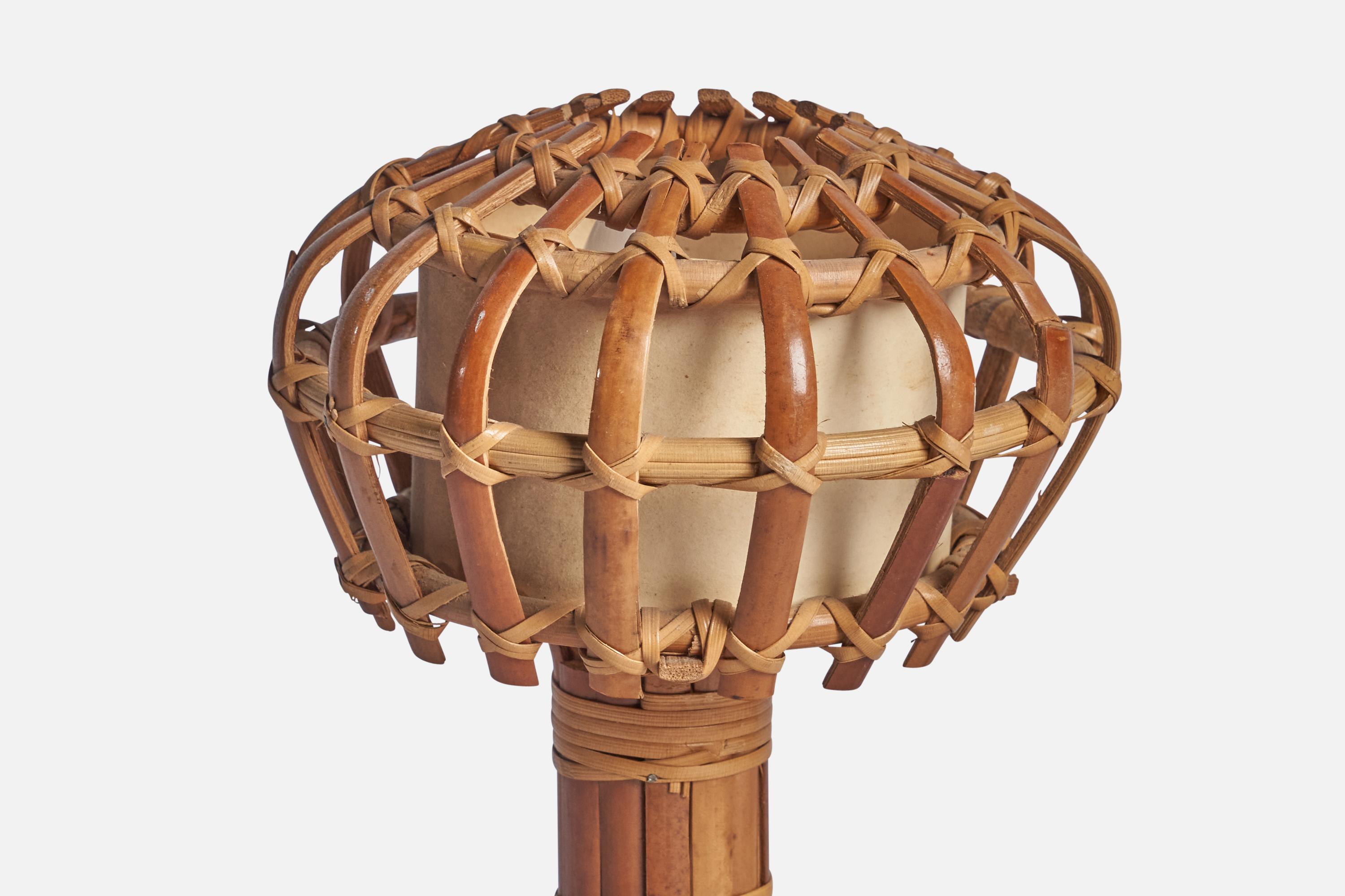 Italian Designer, Table Lamp, Rattan, Italy, 1950s In Good Condition For Sale In High Point, NC