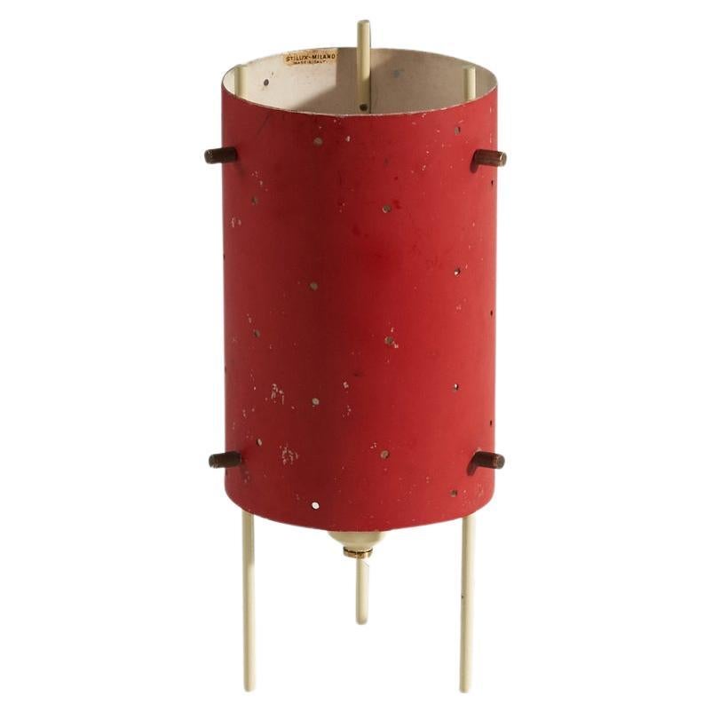 Italian Designer, Table Lamp, Red and White Lacquered Metal, Italy, 1950s