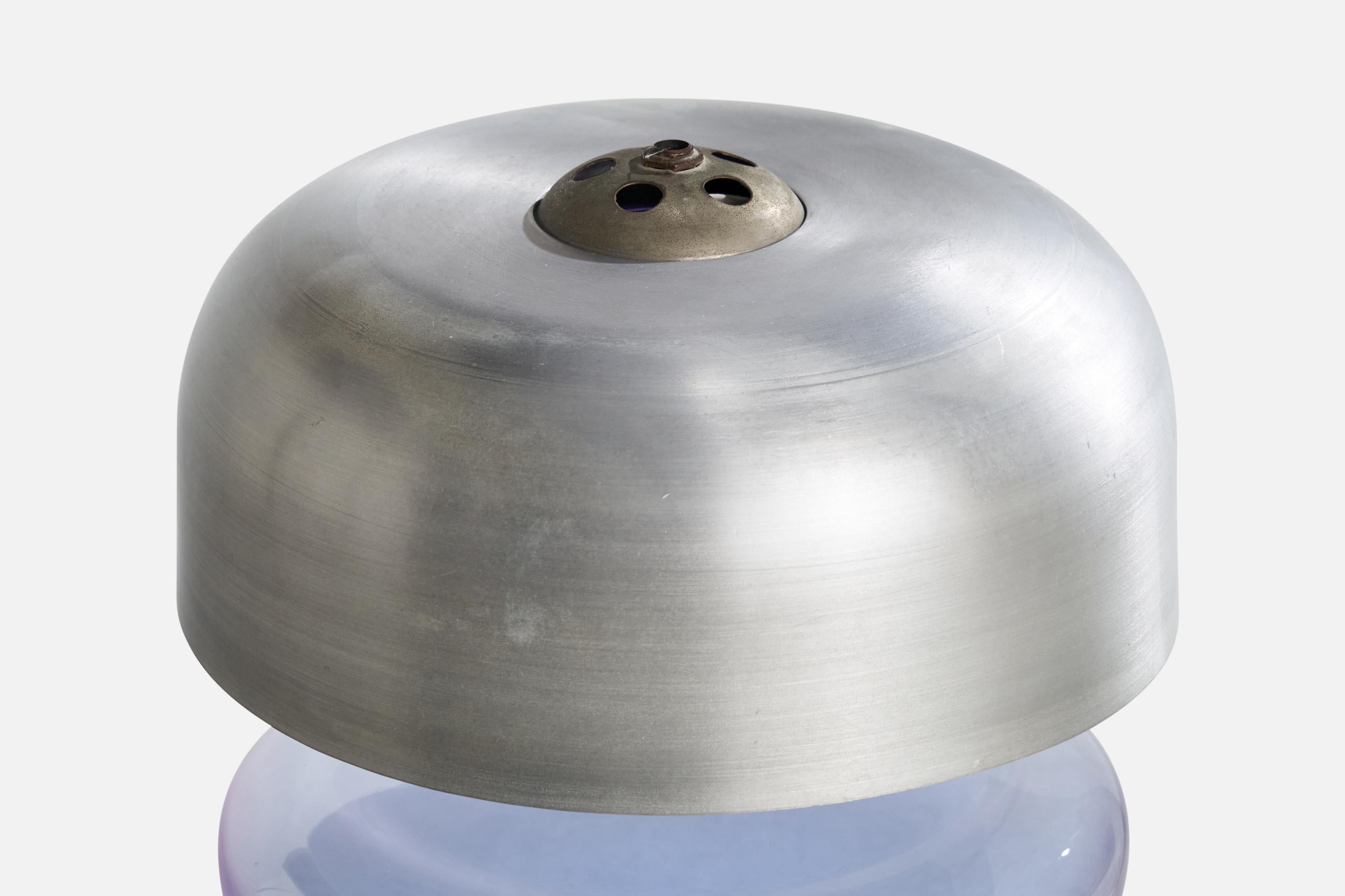 Late 20th Century Italian Designer, Table Lamp, Silver plate, Glass, Italy, 1970s For Sale