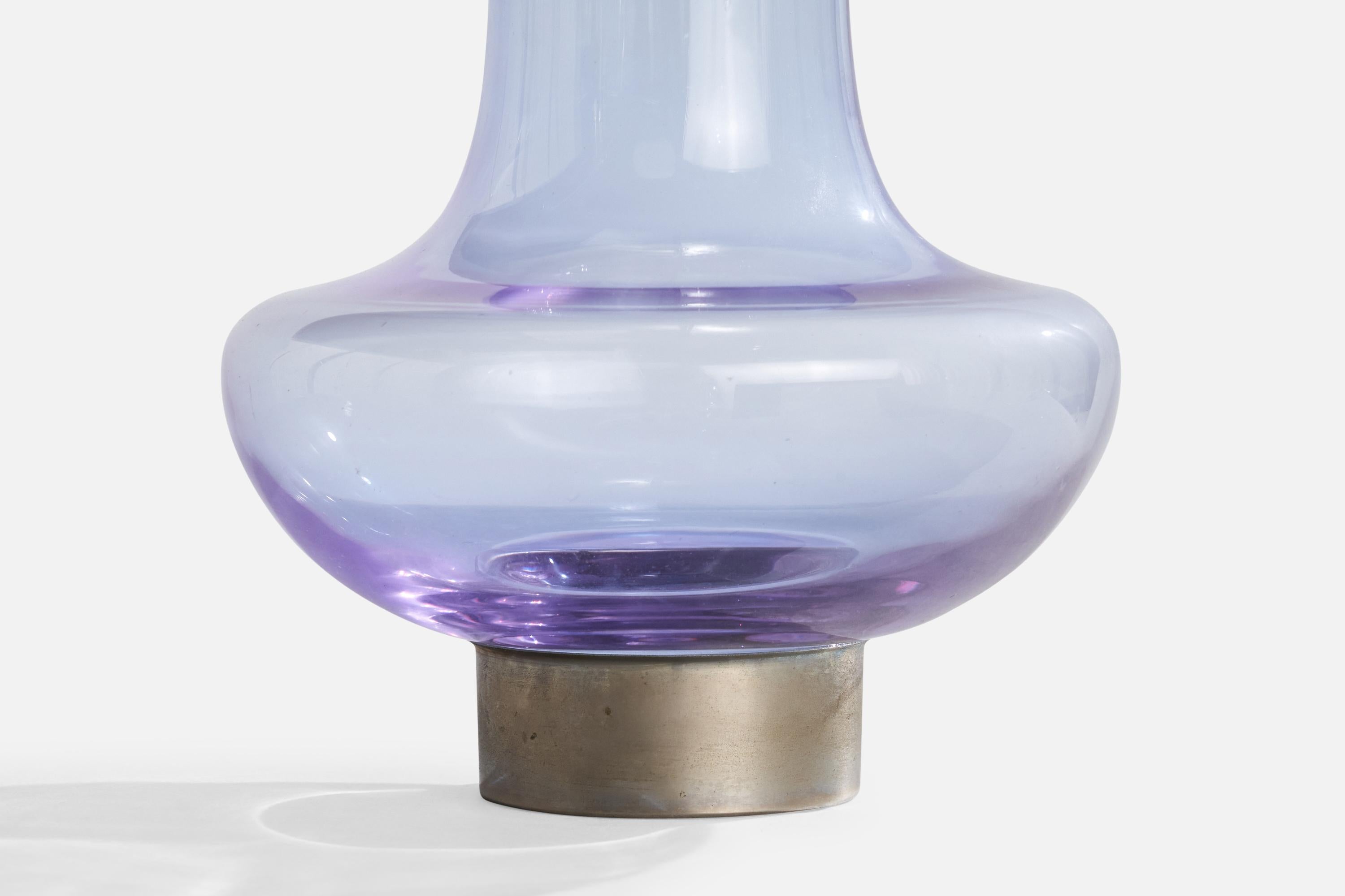 Italian Designer, Table Lamp, Silver plate, Glass, Italy, 1970s For Sale 1