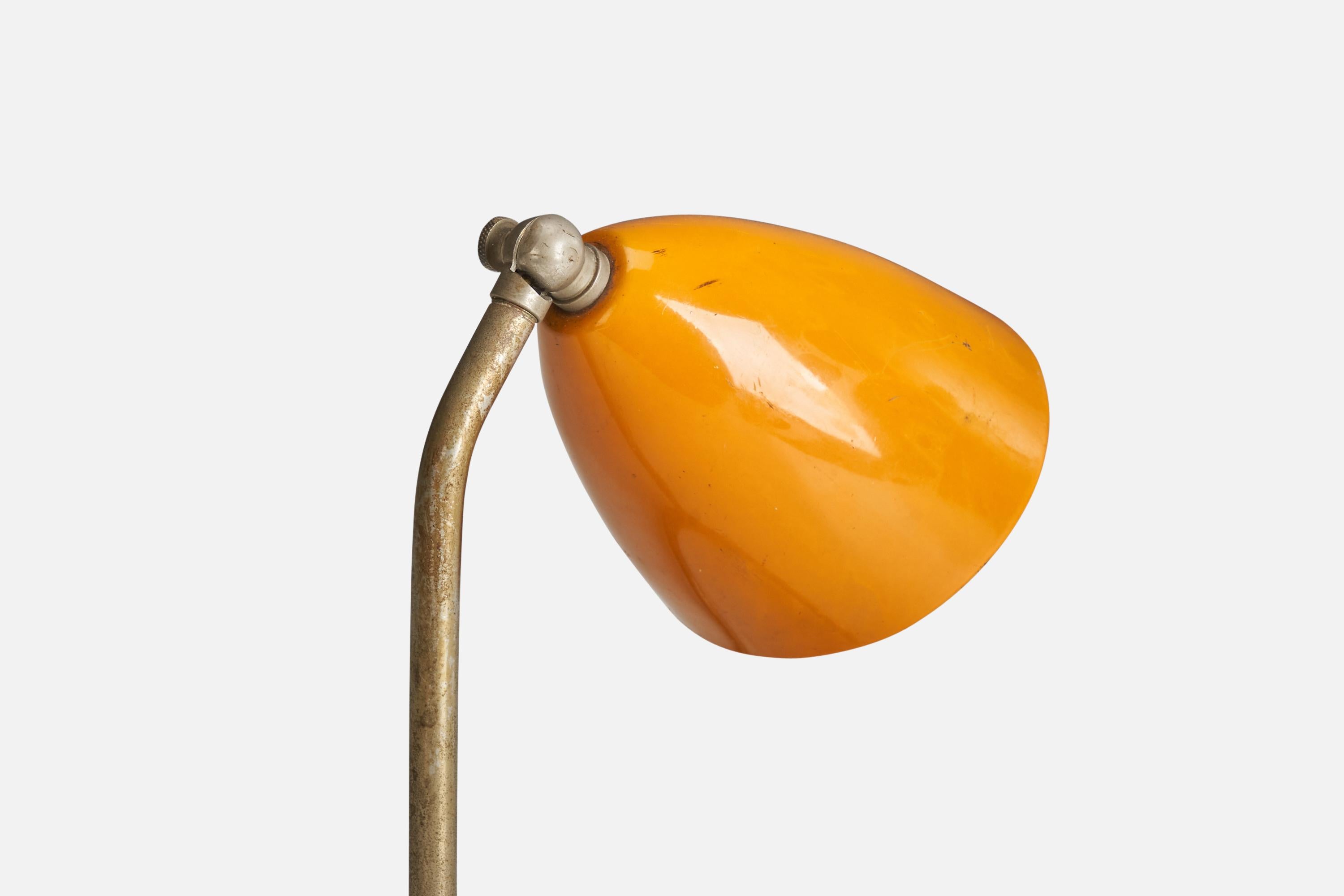 Italian Designer, Table Lamp, Steel and Yellow-Lacquered Metal, Italy, 1950s In Good Condition For Sale In High Point, NC