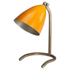 Italian Designer, Table Lamp, Steel and Yellow-Lacquered Metal, Italy, 1950s
