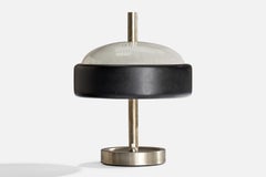 Lampada da tavolo di design italiano, acciaio, metallo, vetro, Italia, anni '60