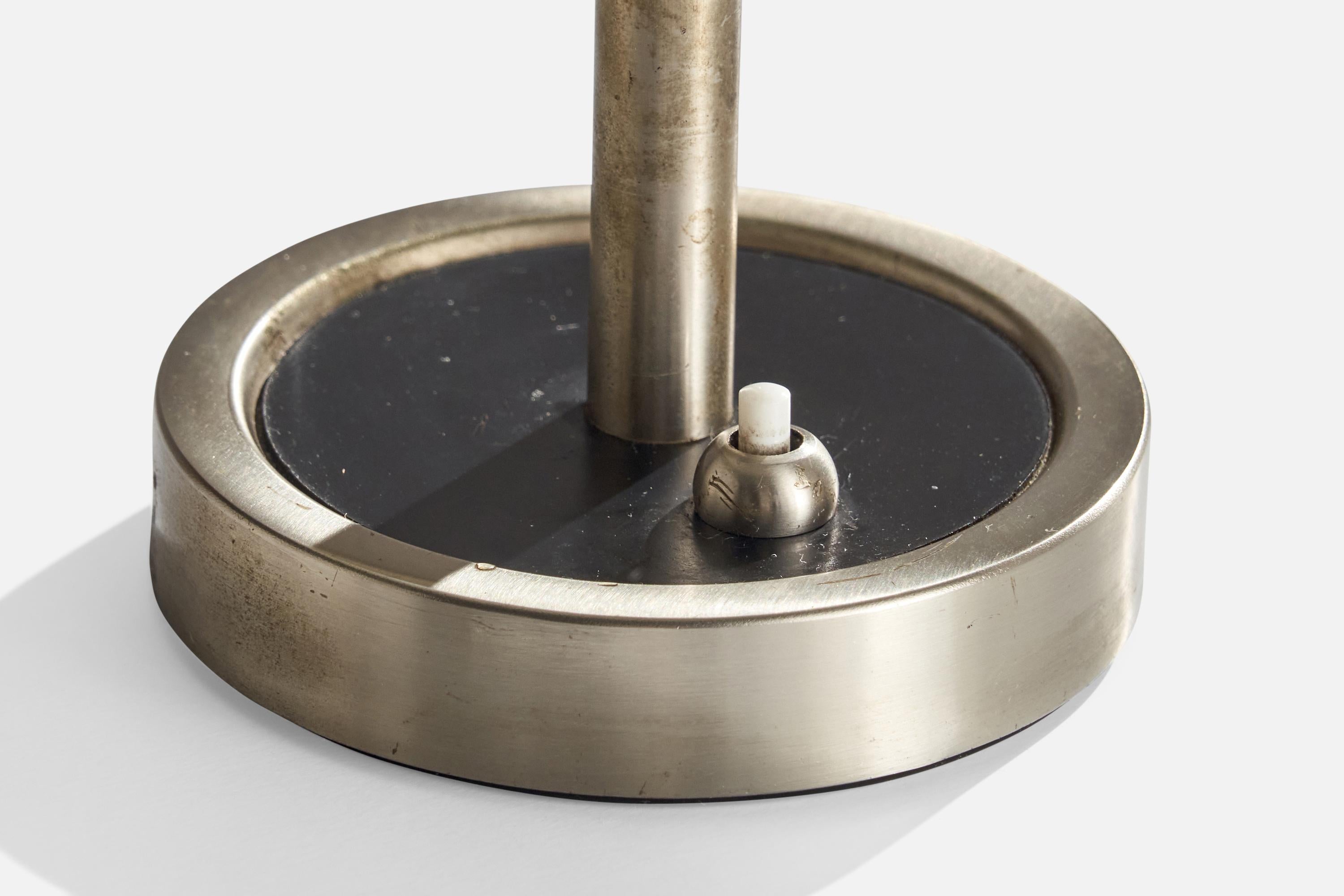 Diseñador italiano, Lámpara de mesa, Acero, Metal, Vidrio, Italia, Años 60 en venta 1