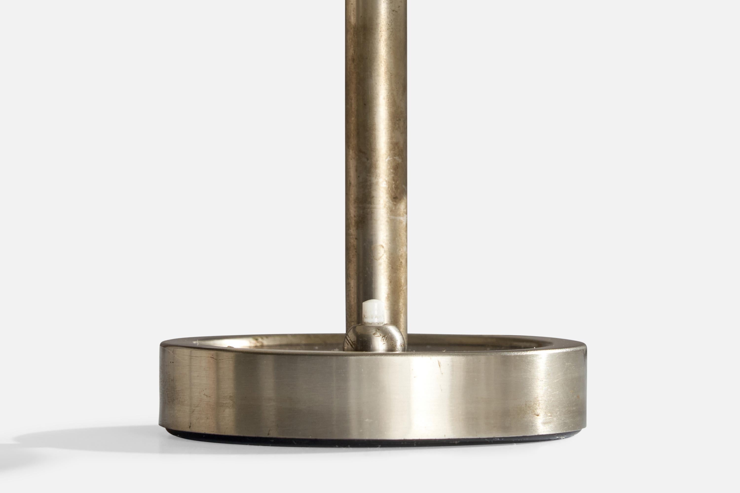 Diseñador italiano, Lámpara de mesa, Acero, Metal, Vidrio, Italia, Años 60 en venta 2