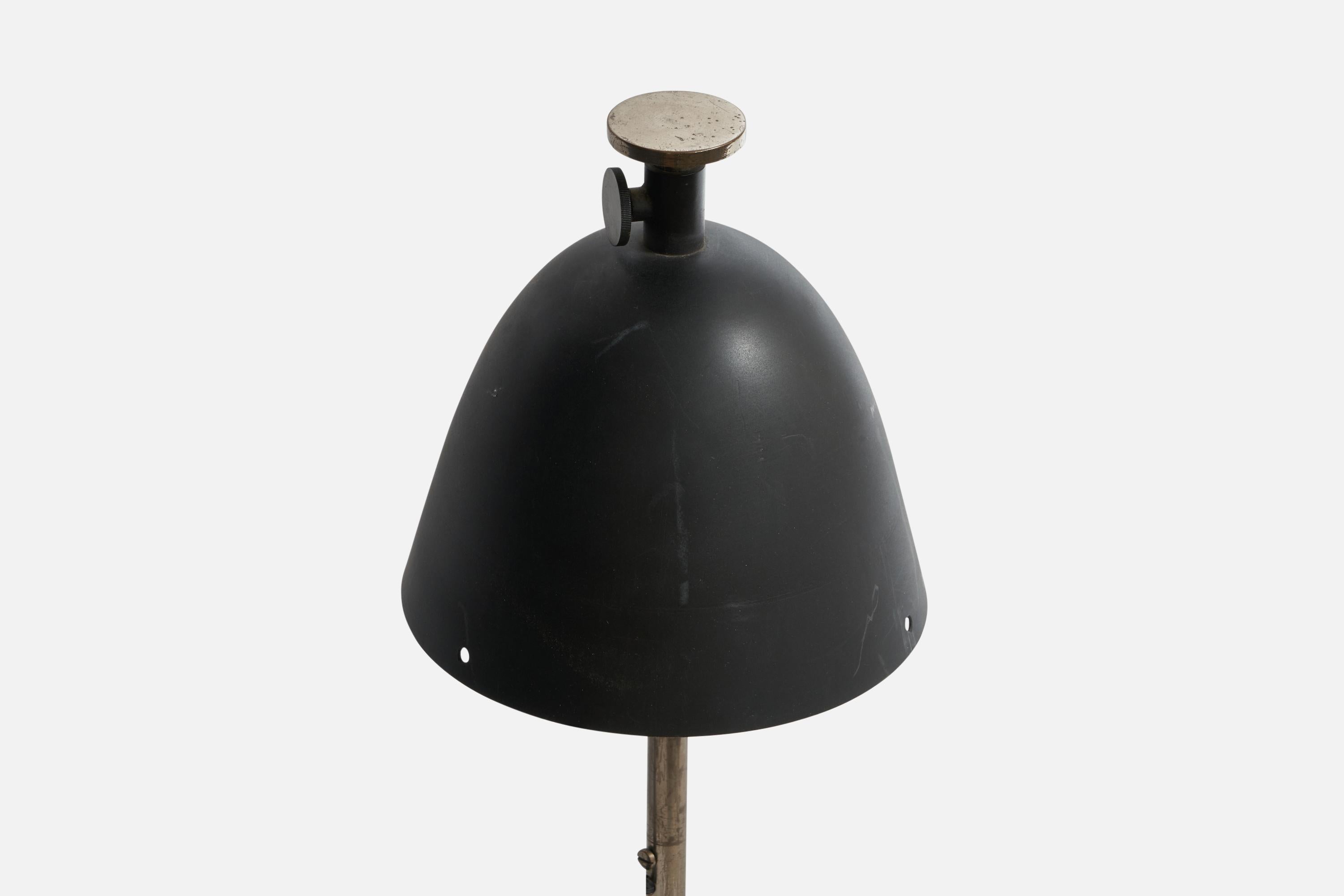 Mid-Century Modern Italian Designer, Table Lamp, Steel, Metal, Italy, 1950s
