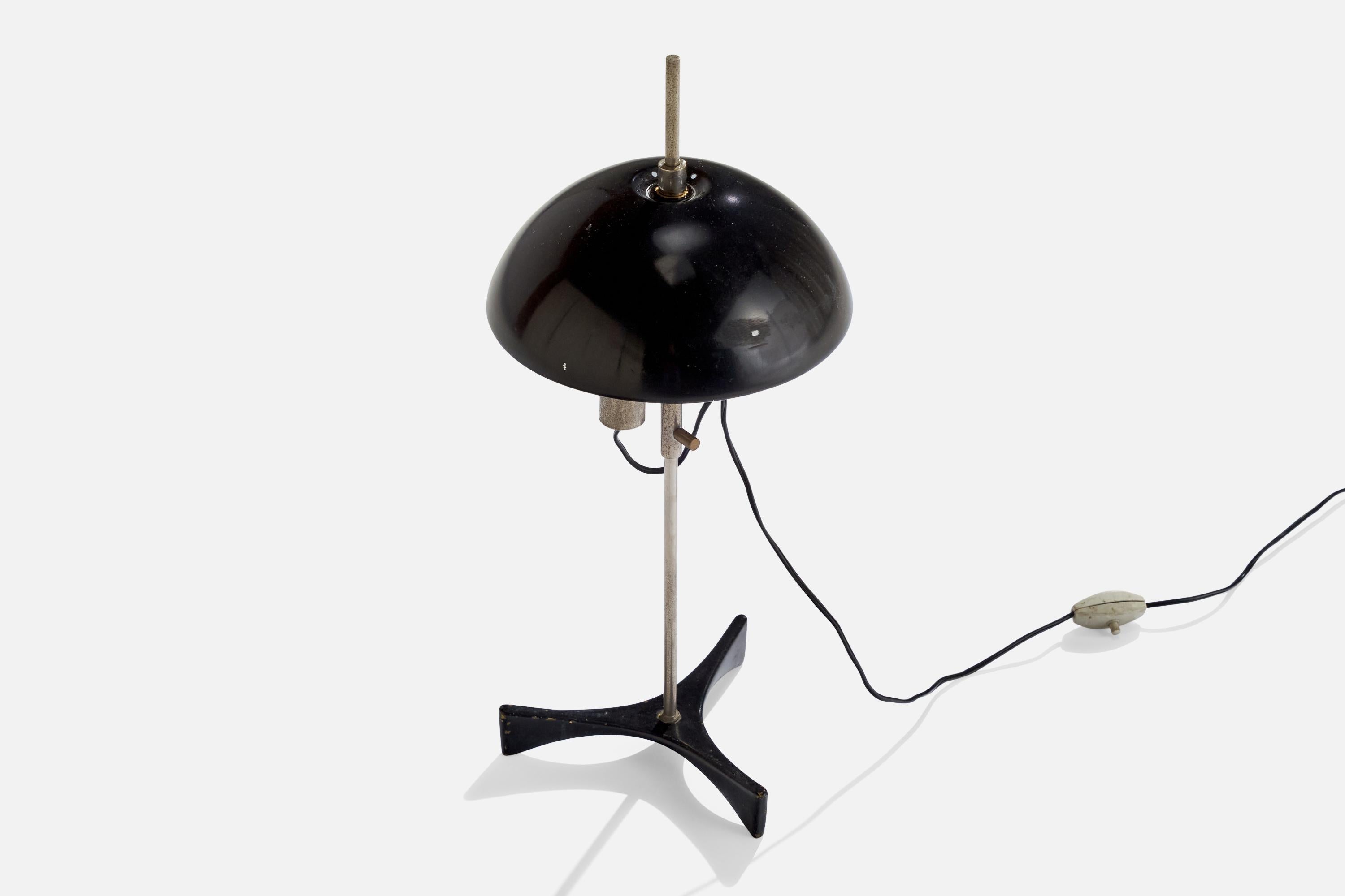 Mid-Century Modern Italian Designer, Table Lamp, Steel, Metal, Italy, 1950s For Sale