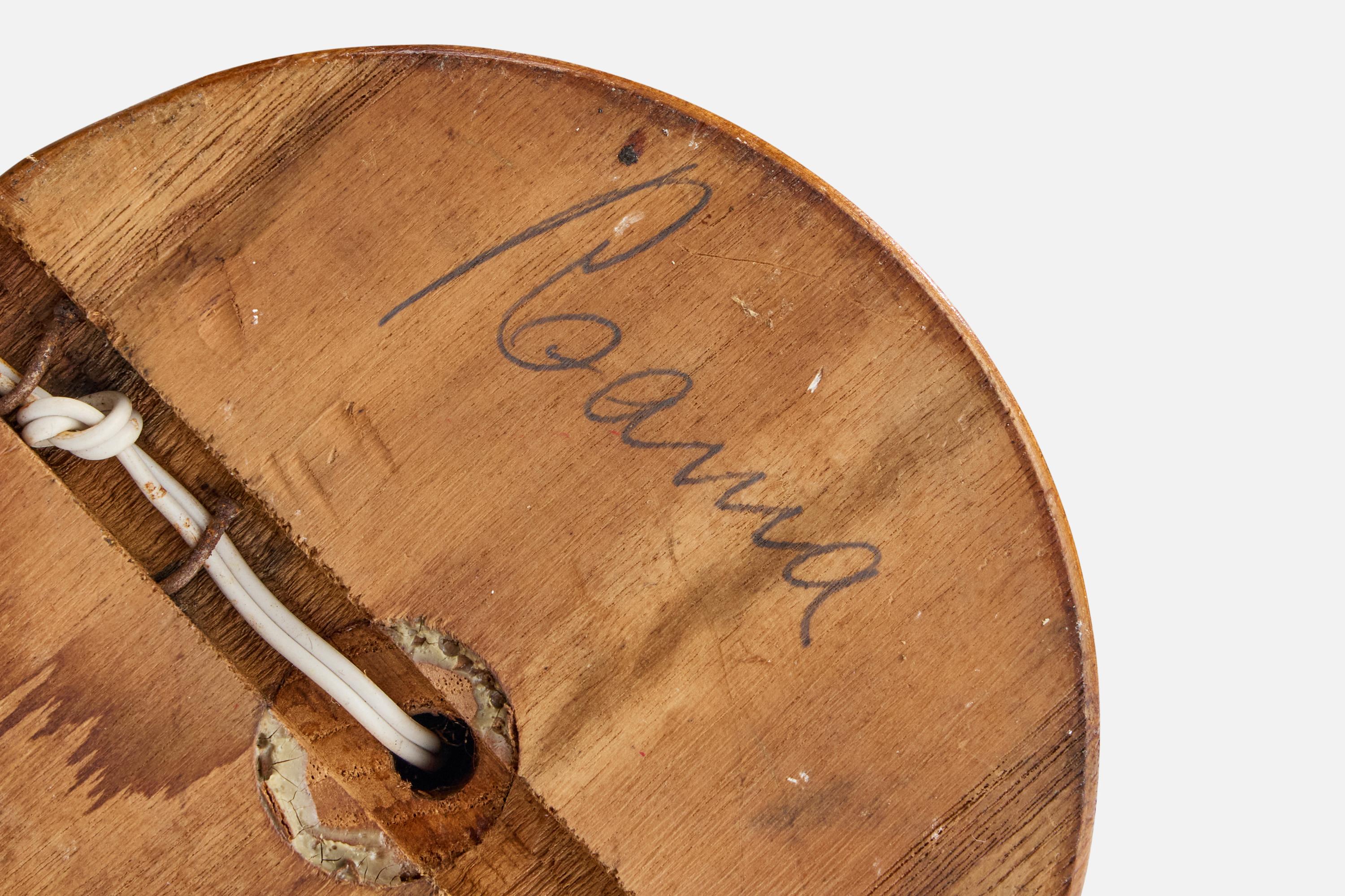 Diseñador italiano, Lámpara de mesa, Madera, Hierro, Tela, Italia, Década de 1940 en venta 4