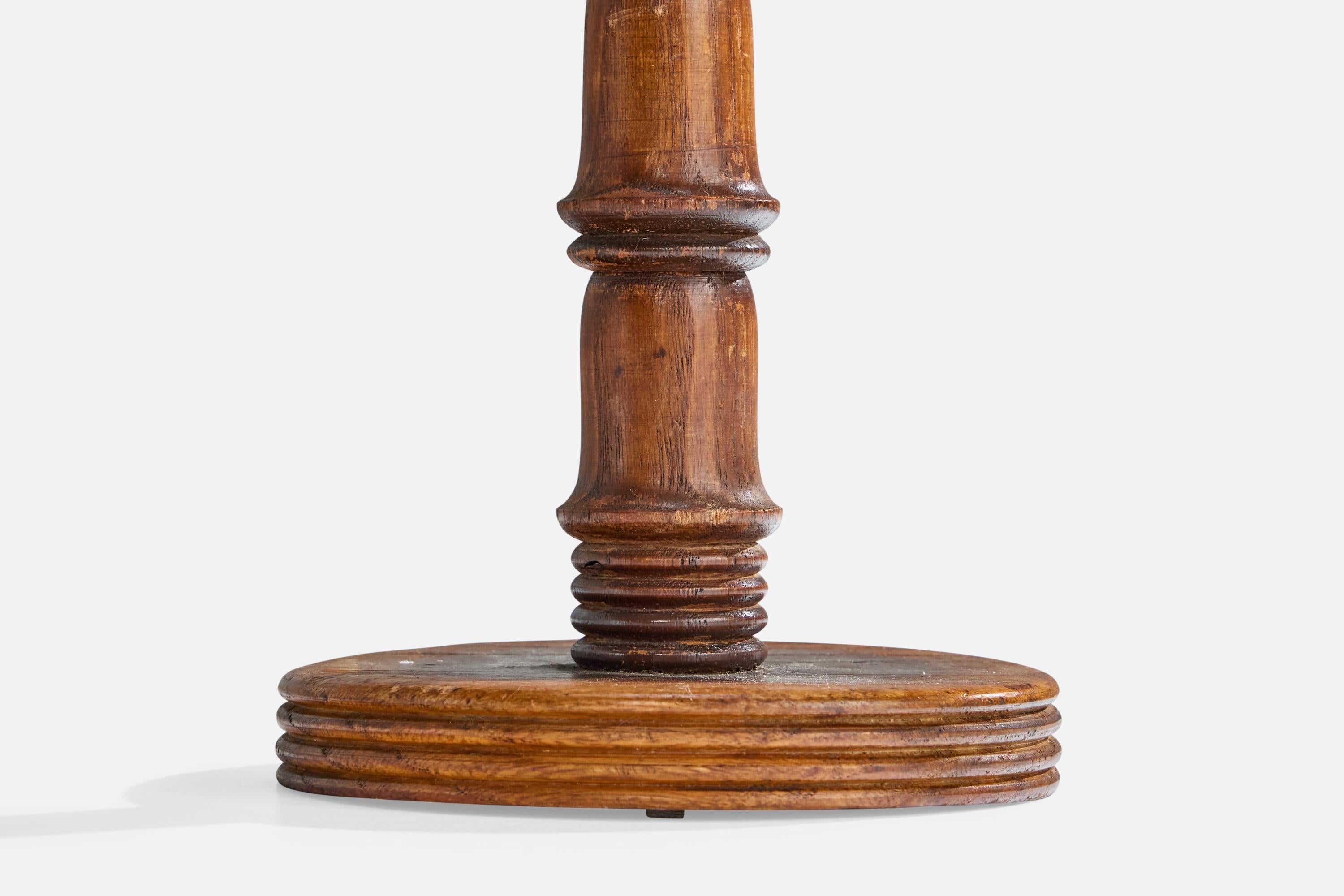 Italian Designer, Table Lamp, Wood, Iron, Fabric, Italy, 1940s For Sale 4