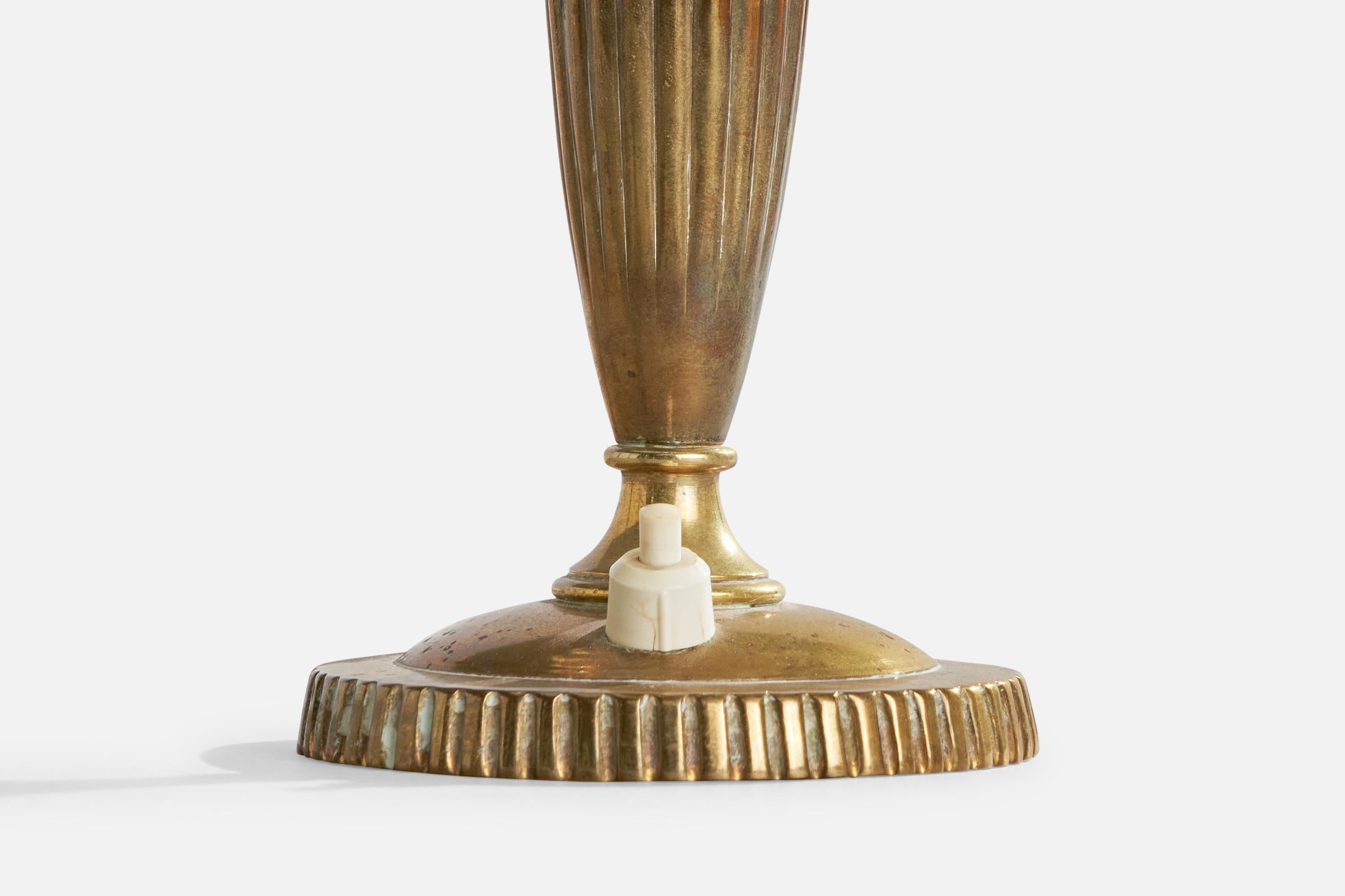 Italienische Designerin, Tischlampen, Messing, Glas, Italien, 1940er Jahre 6
