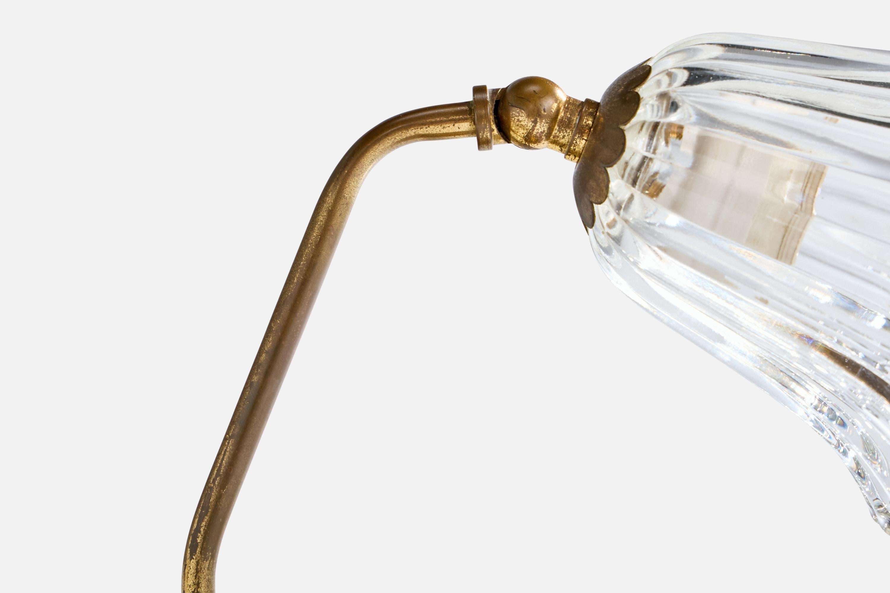 Designer italien, lampes de table, laiton, verre, Italie, années 1940 en vente 4
