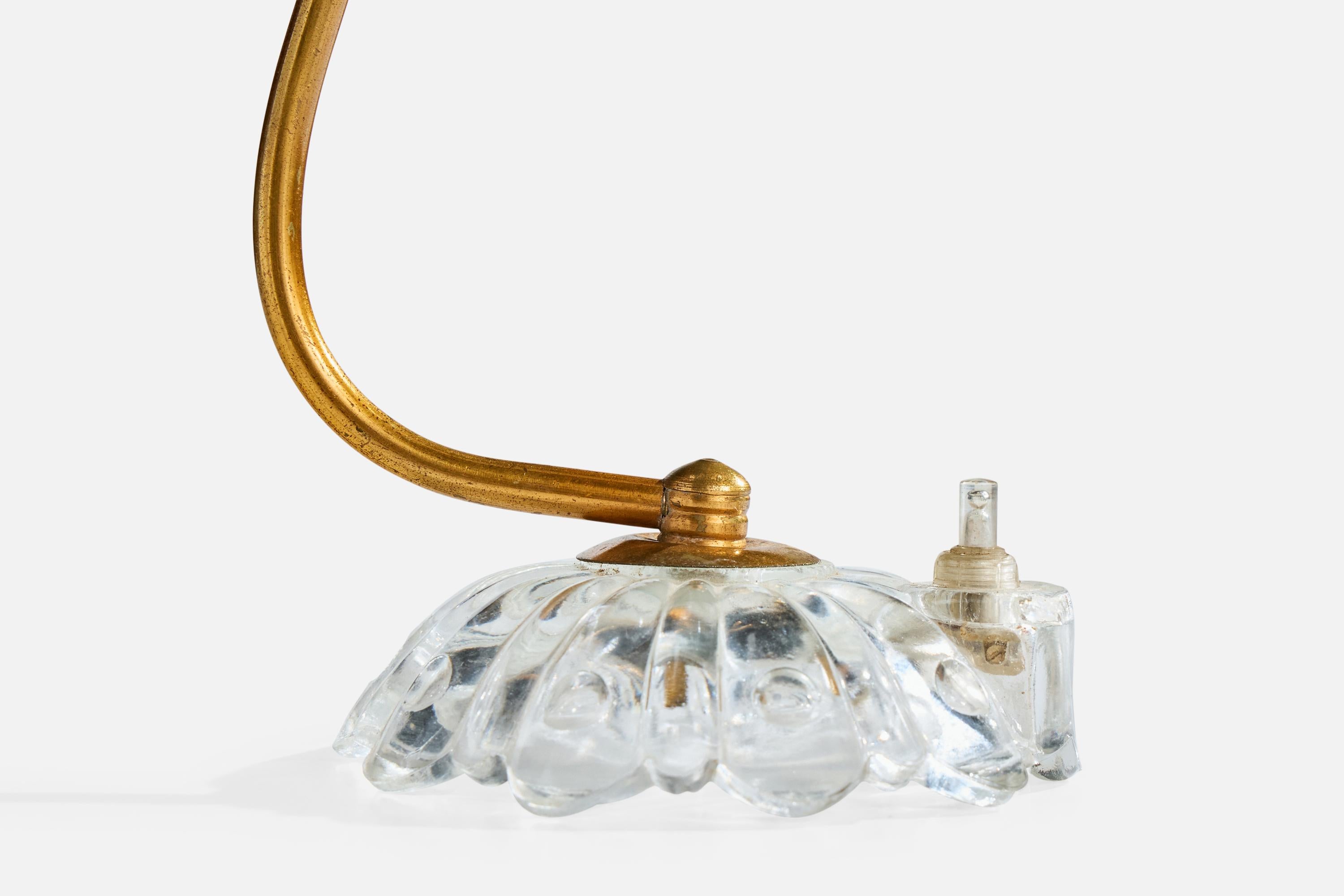 Designer italien, lampes de table, laiton, verre, Italie, années 1940 en vente 4