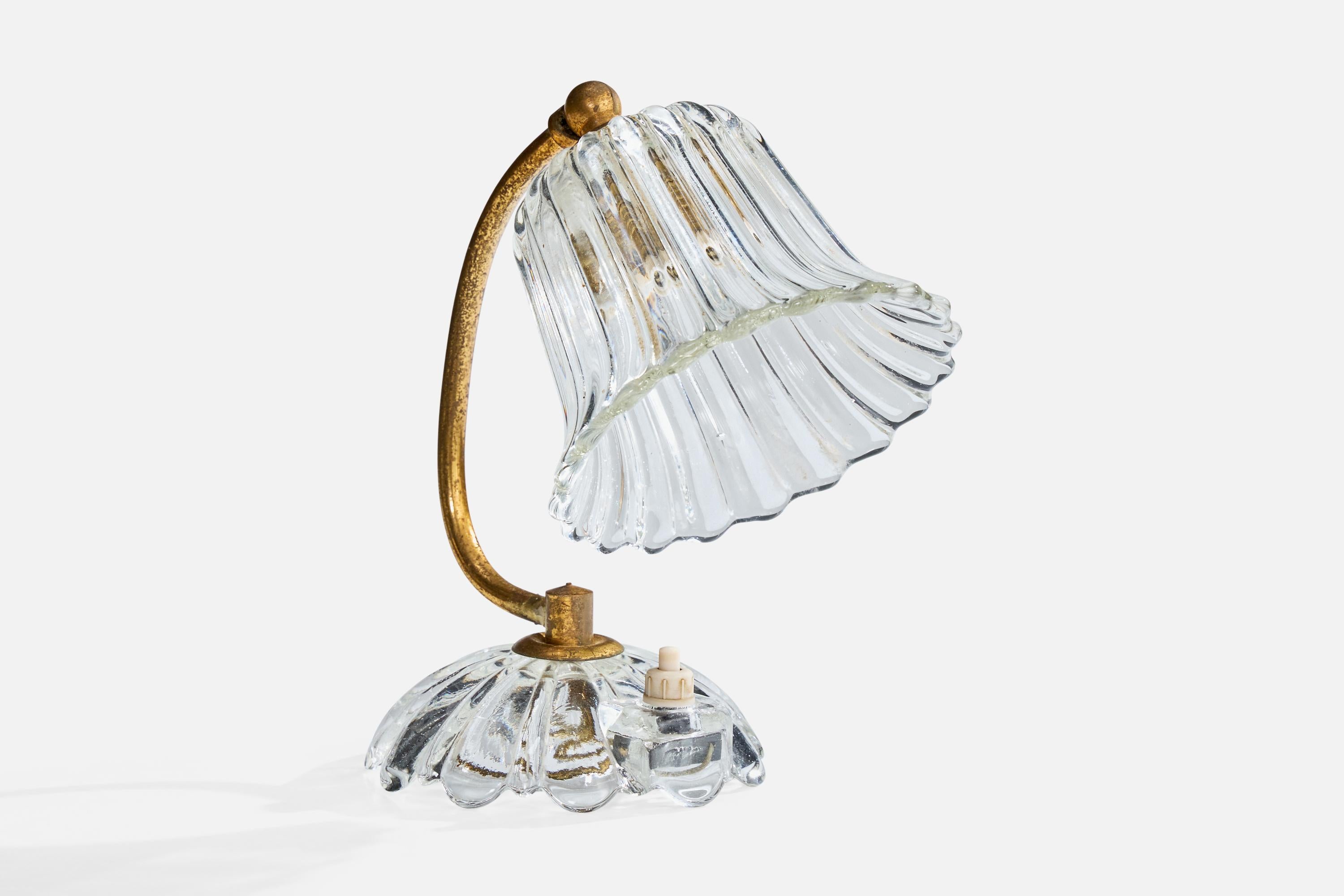 Designer italien, lampes de table, laiton, verre, Italie, années 1940 Bon état - En vente à High Point, NC