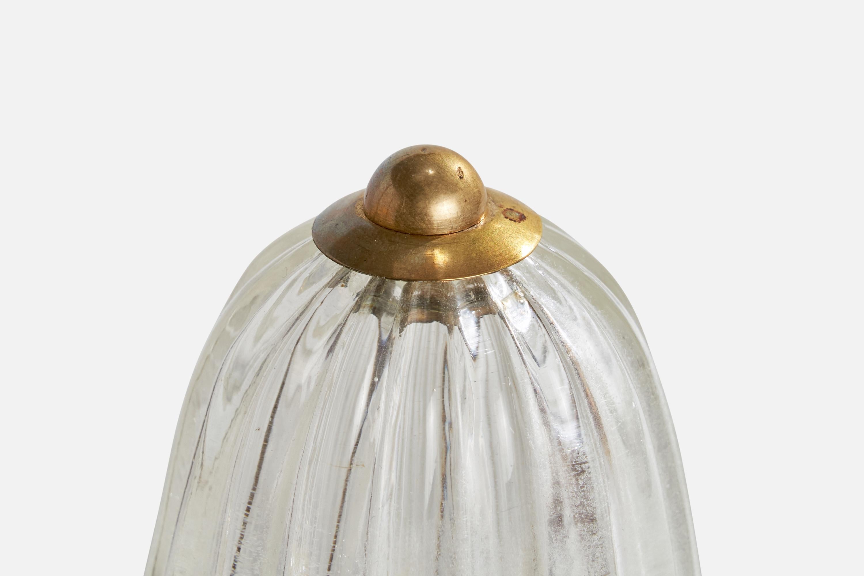 Italienische Designerin, Tischlampen, Messing, Glas, Italien, 1940er Jahre 3