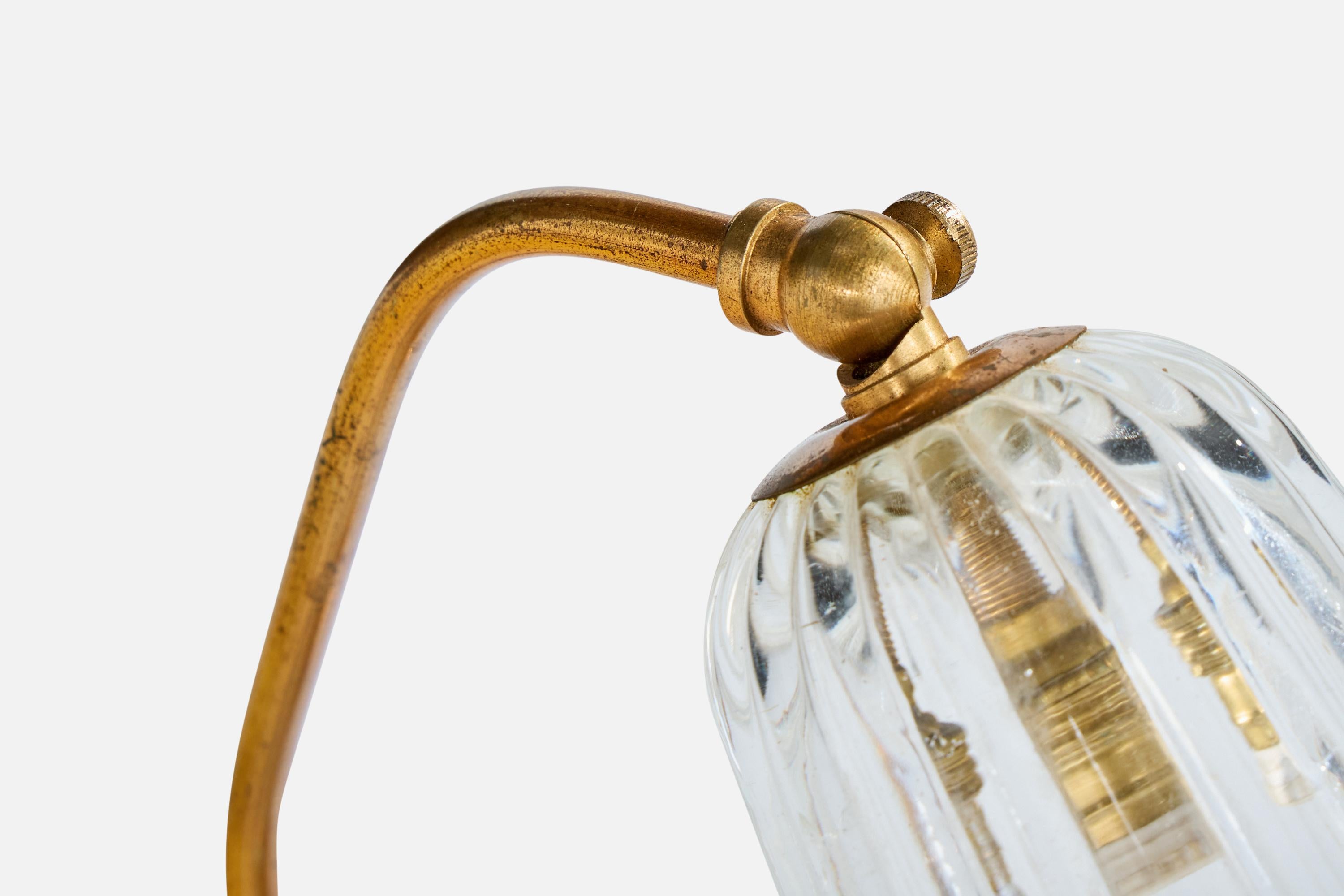 Designer italien, lampes de table, laiton, verre, Italie, années 1940 en vente 1