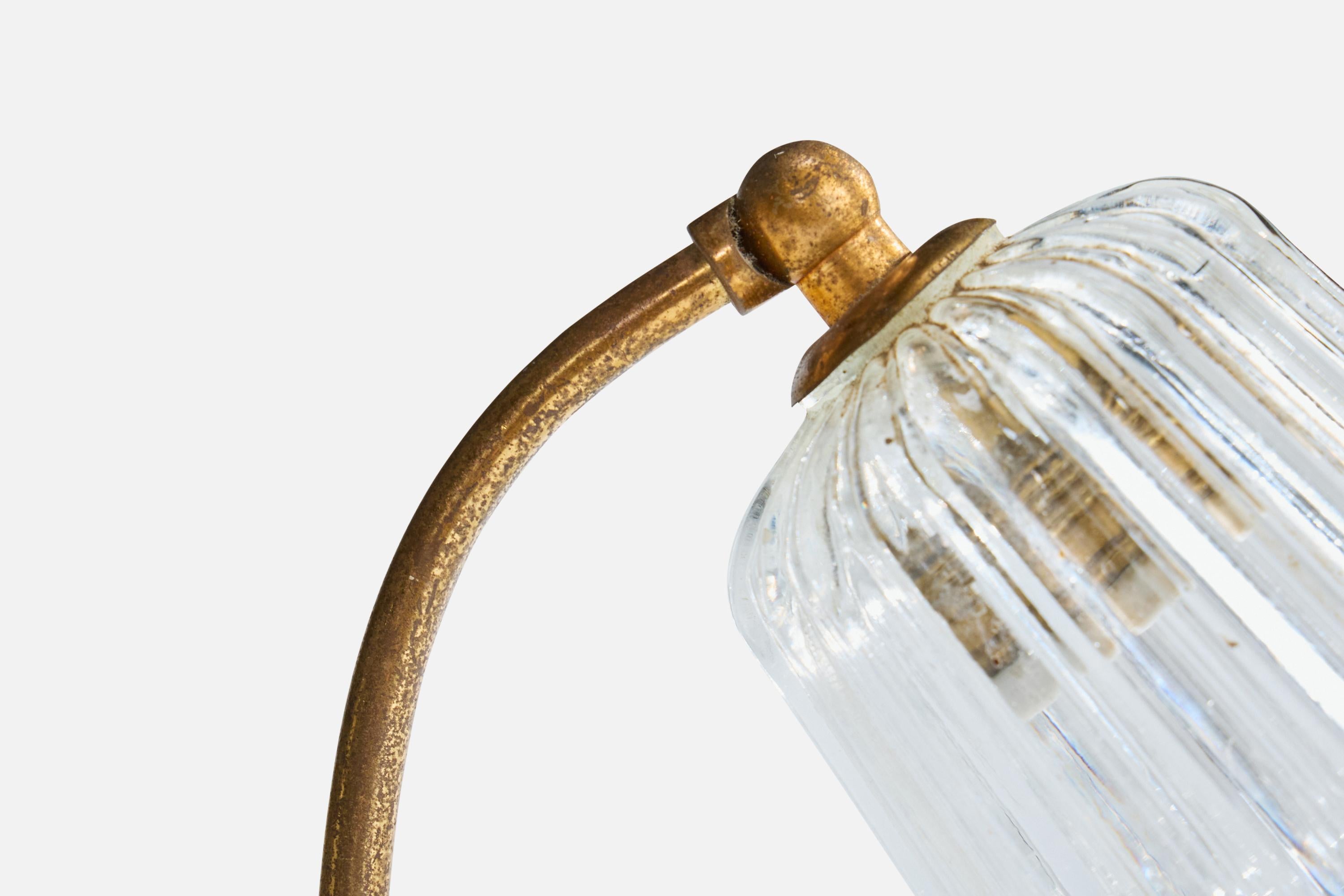 Designer italien, lampes de table, laiton, verre, Italie, années 1940 en vente 1