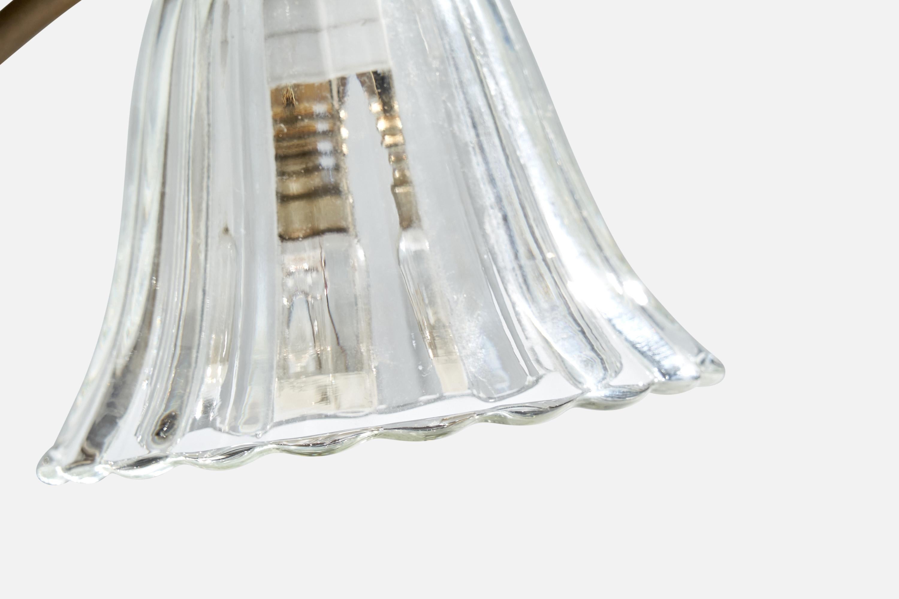 Italian Designer, Table Lamps, Brass, Glass, Italy, 1940s For Sale 3