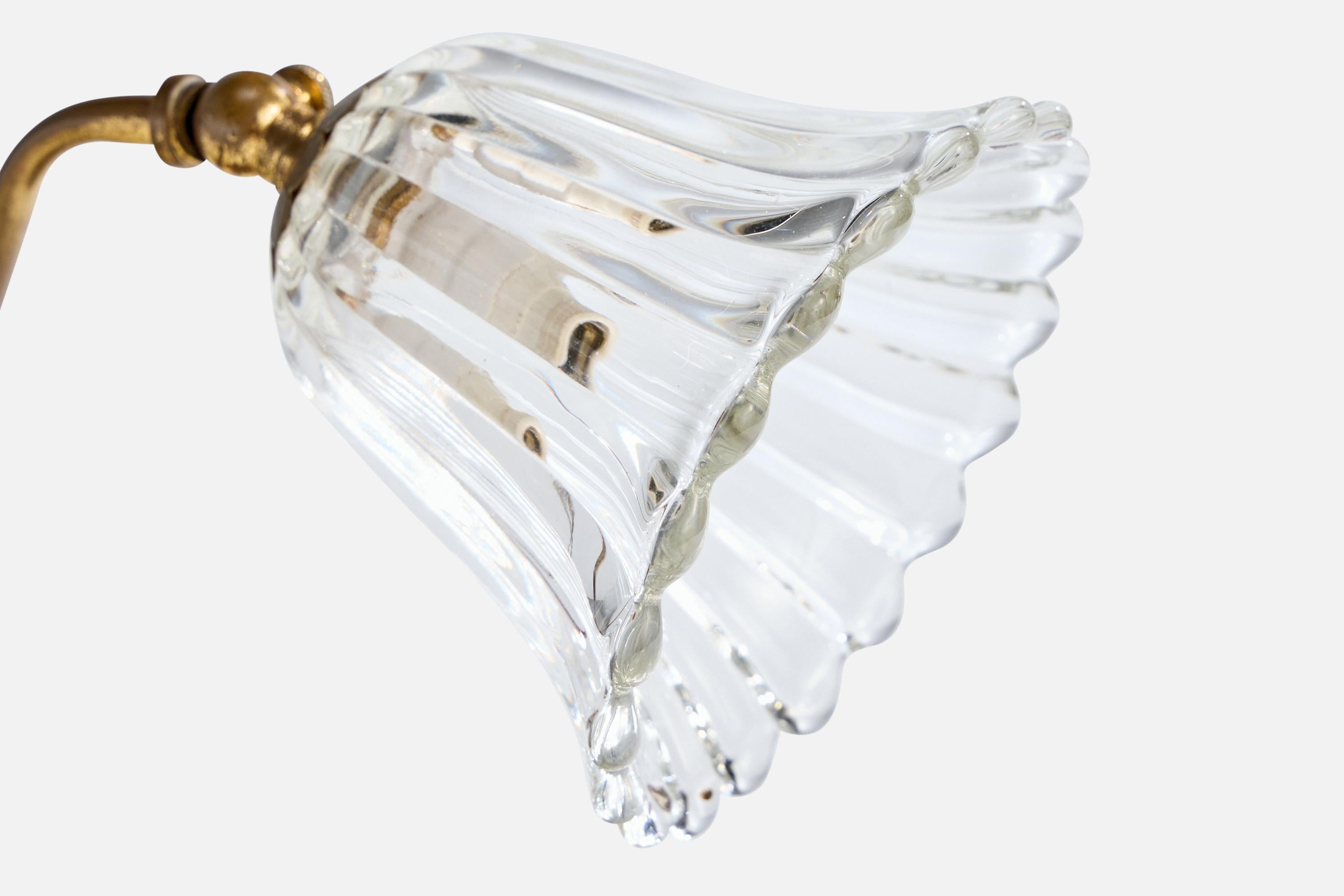 Designer italien, lampes de table, laiton, verre, Italie, années 1940 en vente 2