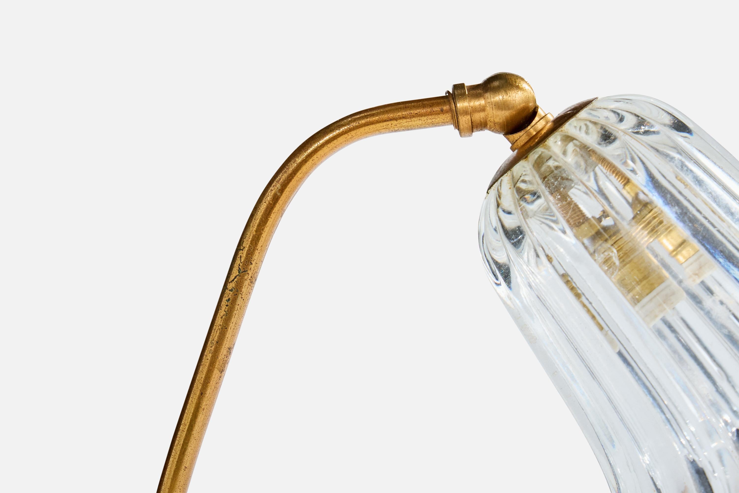 Designer italien, lampes de table, laiton, verre, Italie, années 1940 en vente 2