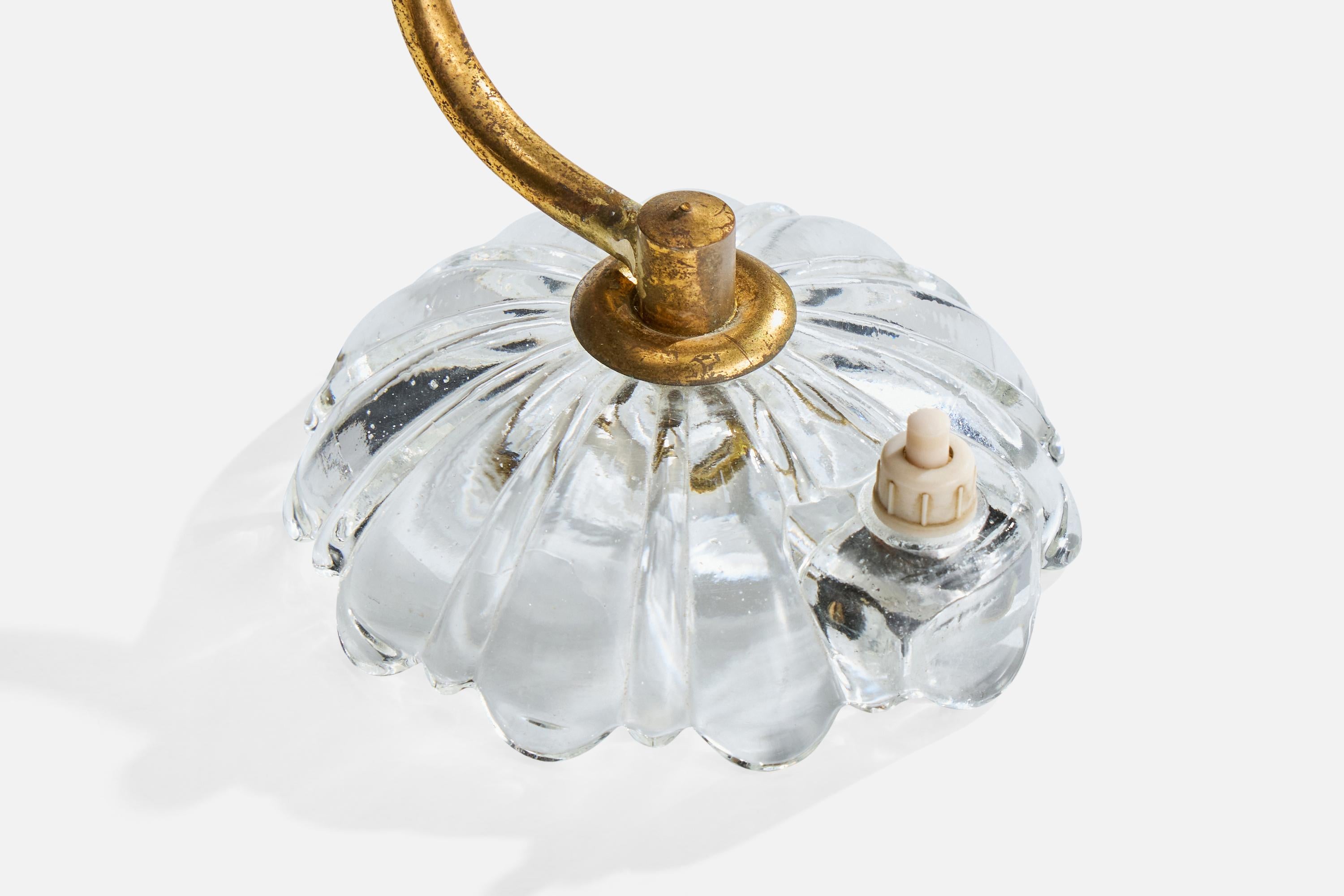 Designer italien, lampes de table, laiton, verre, Italie, années 1940 en vente 2