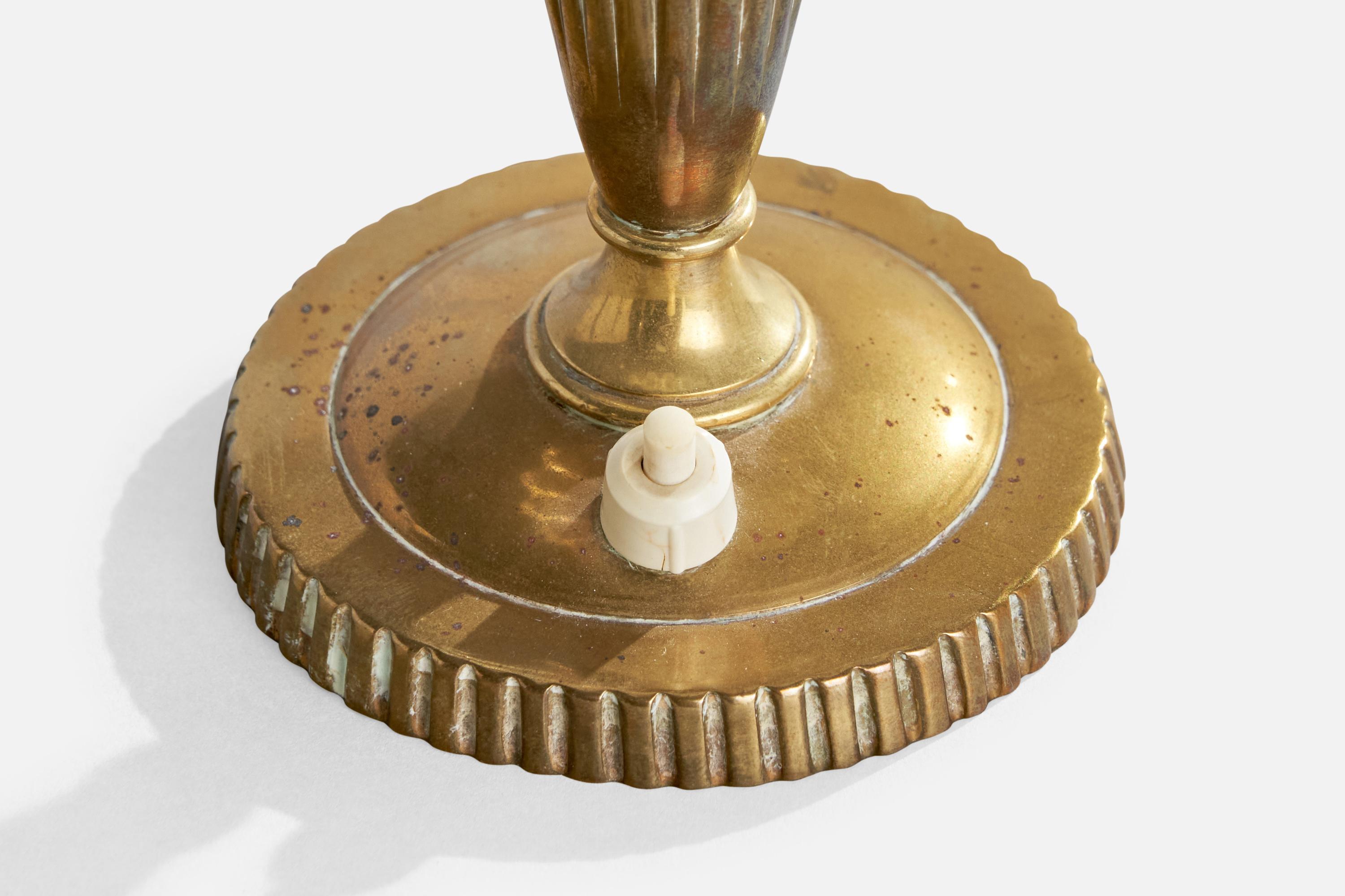 Italienische Designerin, Tischlampen, Messing, Glas, Italien, 1940er Jahre 5