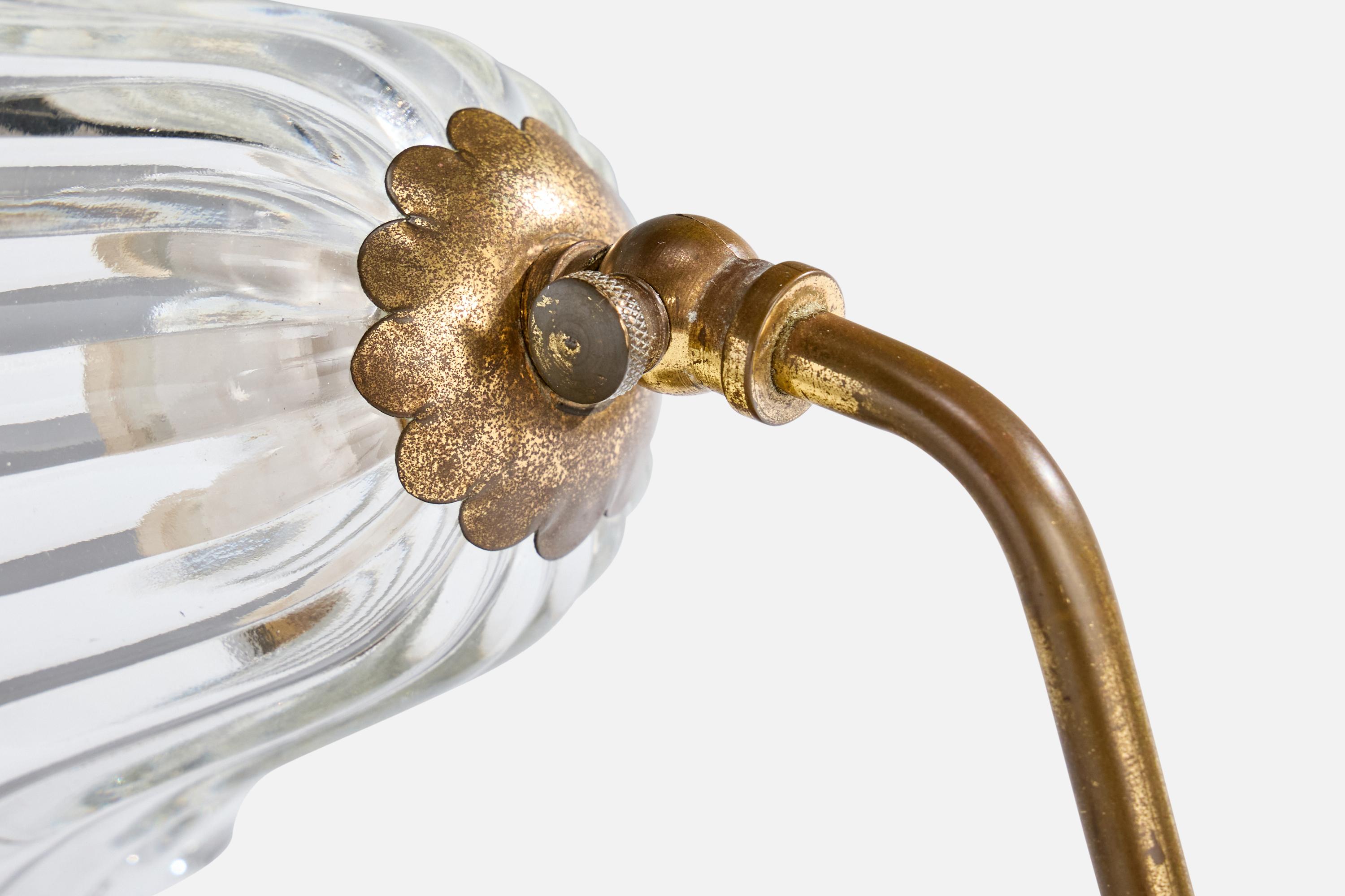 Designer italien, lampes de table, laiton, verre, Italie, années 1940 en vente 3