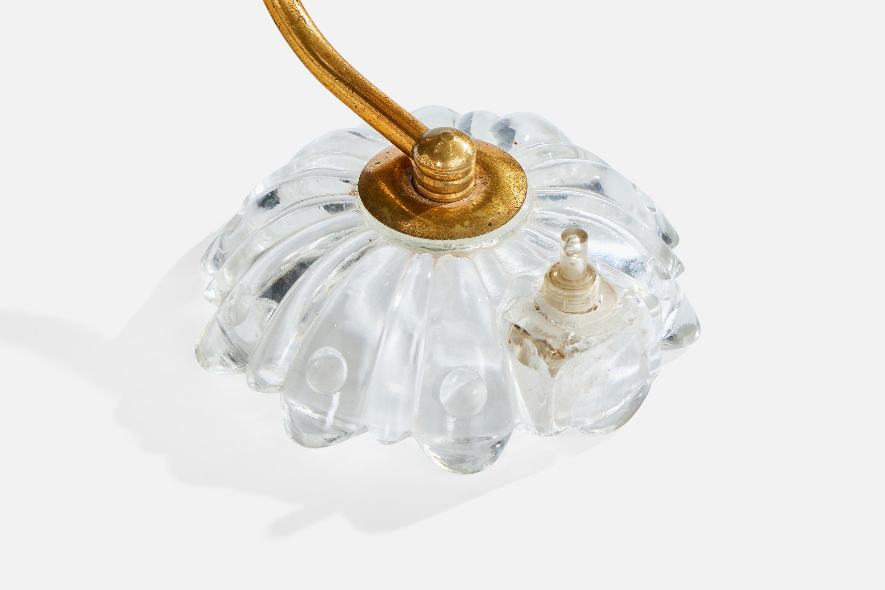 Designer italien, lampes de table, laiton, verre, Italie, années 1940 en vente 3