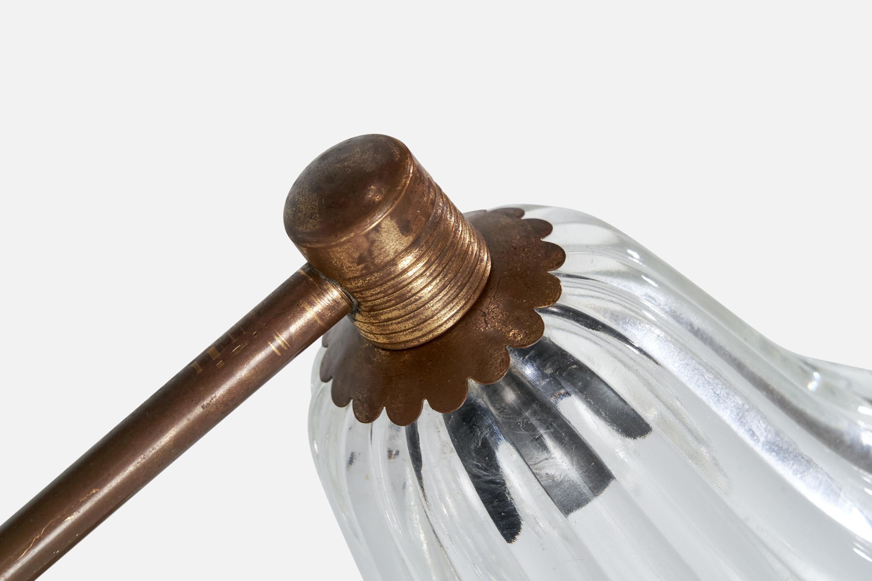 Italian Designer, Table Lamps, Brass, Glass, Italy, 1950s For Sale 7