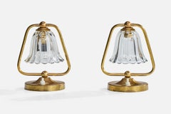Diseñador italiano, Lámparas de mesa, Latón, Vidrio, Italia, Años 50