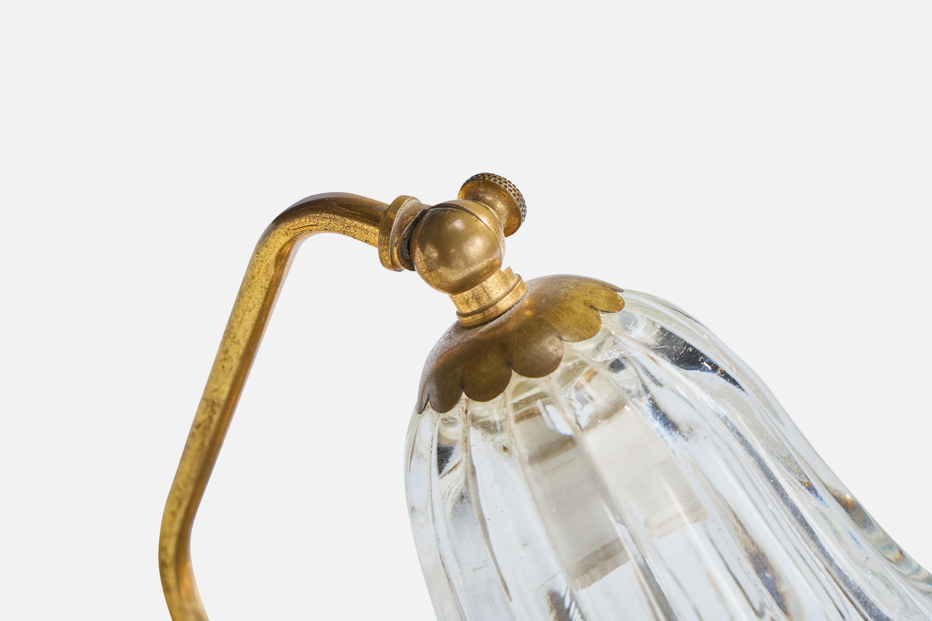 Italian Designer, Table Lamps, Brass, Glass, Italy, 1950s For Sale 1