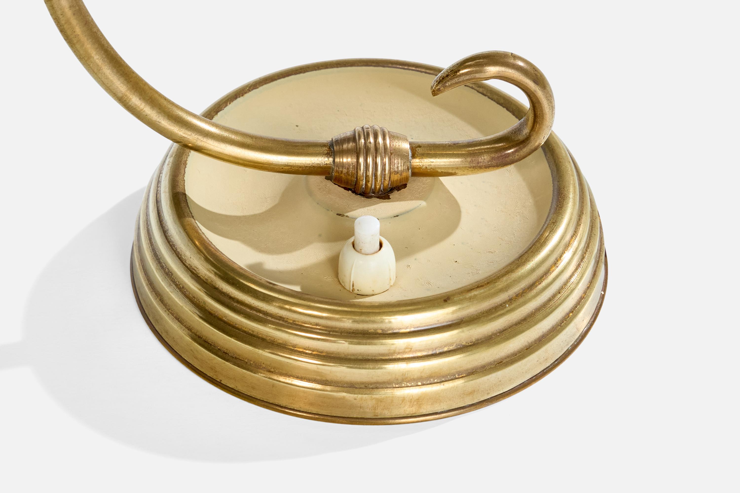 Italian Designer, Table Lamps, Brass, Glass, Italy, 1950s For Sale 3