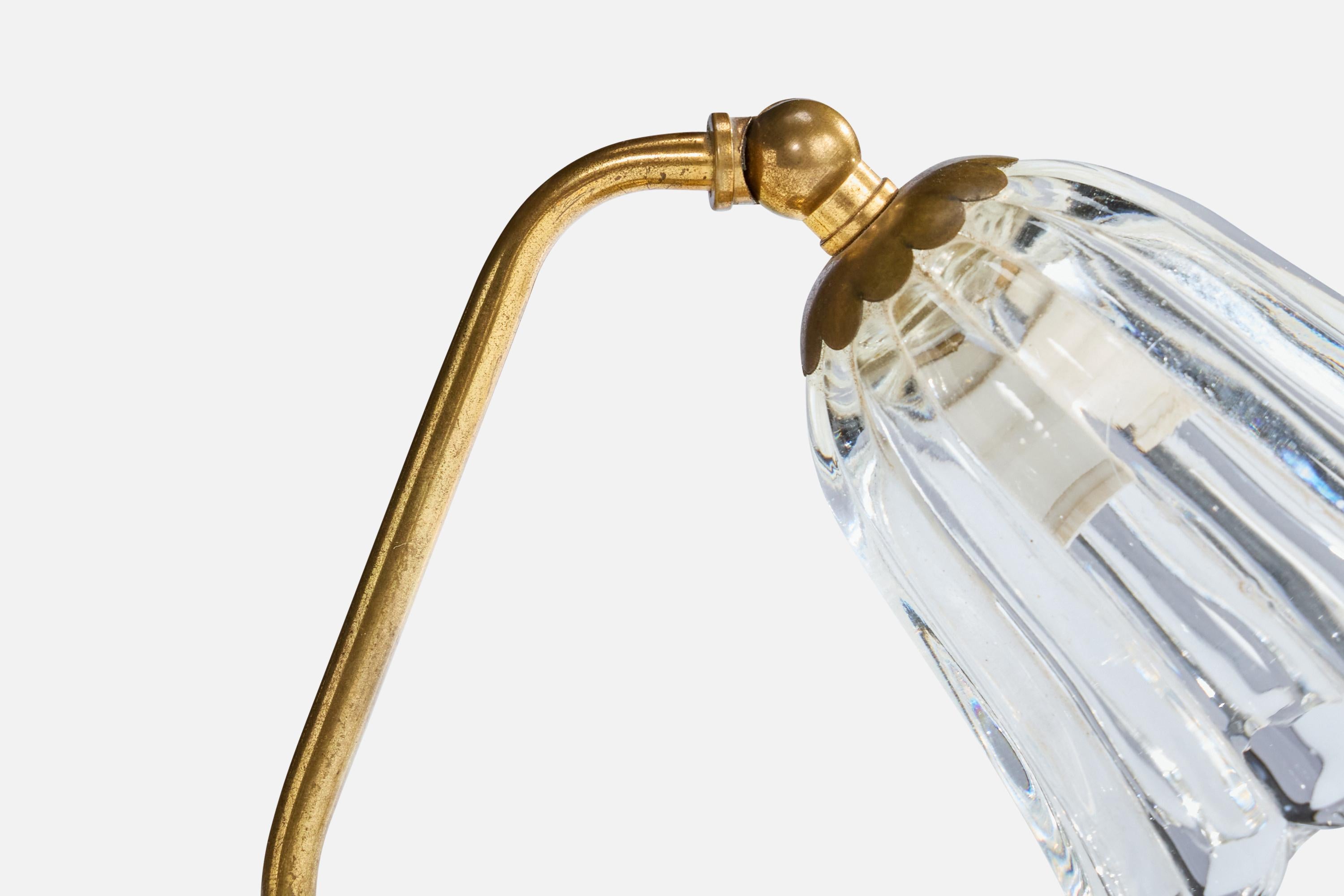 Italian Designer, Table Lamps, Brass, Glass, Italy, 1950s For Sale 2